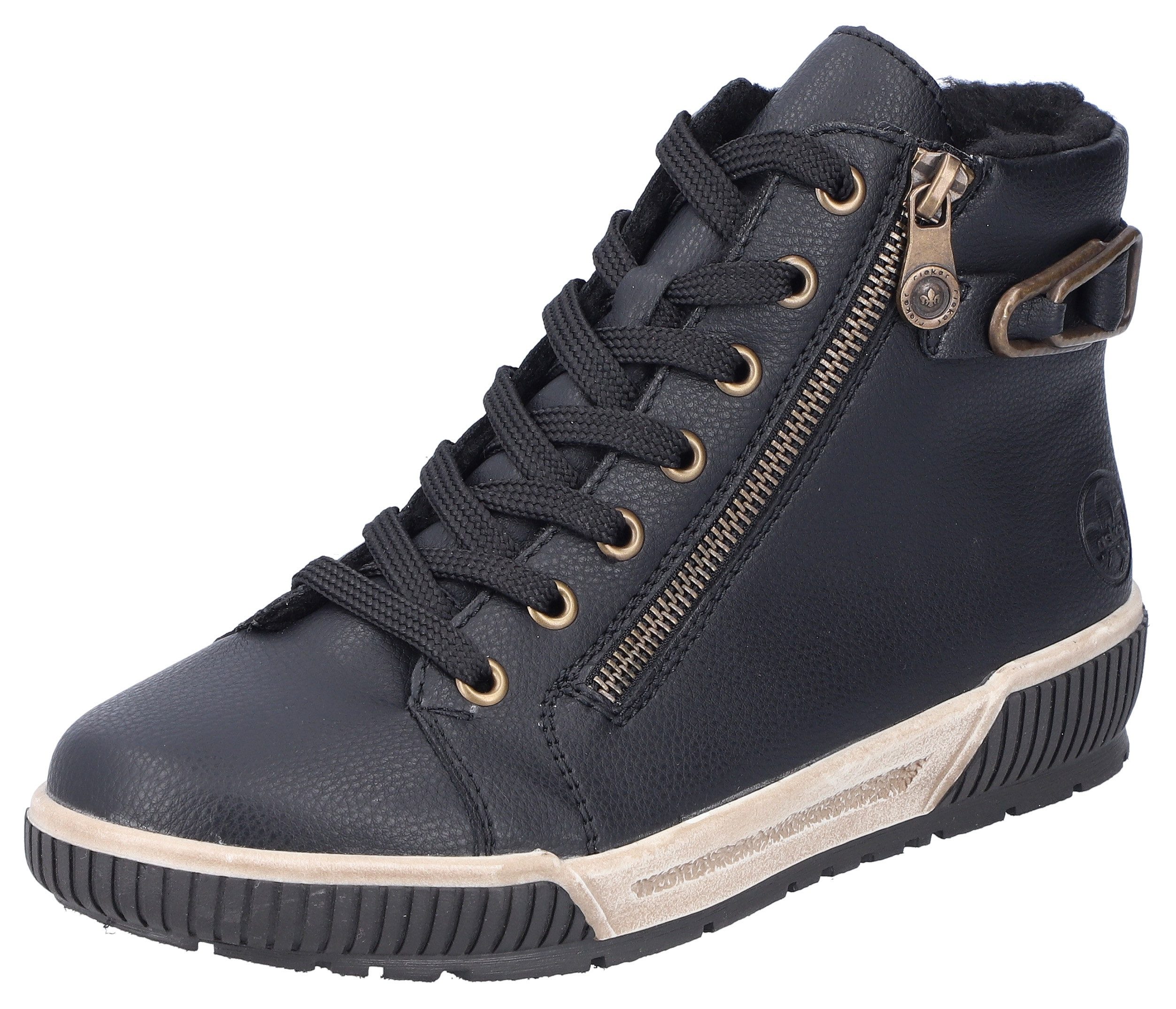 Rieker Winterlaarzen , veterschoenen, high top sneaker met praktische ritssluiting