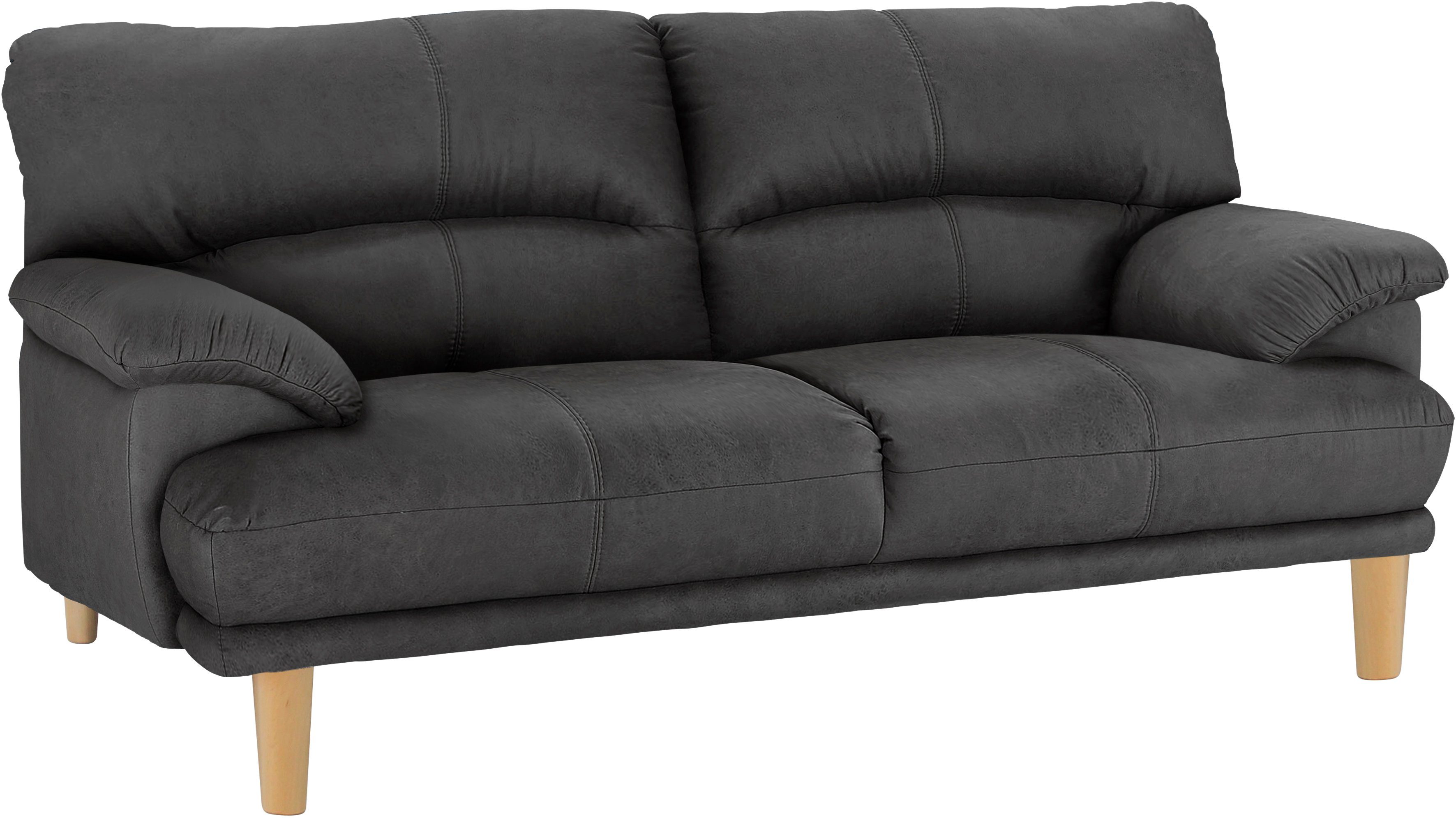 TRENDMANUFAKTUR 3-zitsbank Cecilia, sofa in Italiaans design met geweldig zitcomfort, extreem comfortabele armleuningen, houten voeten grijs,