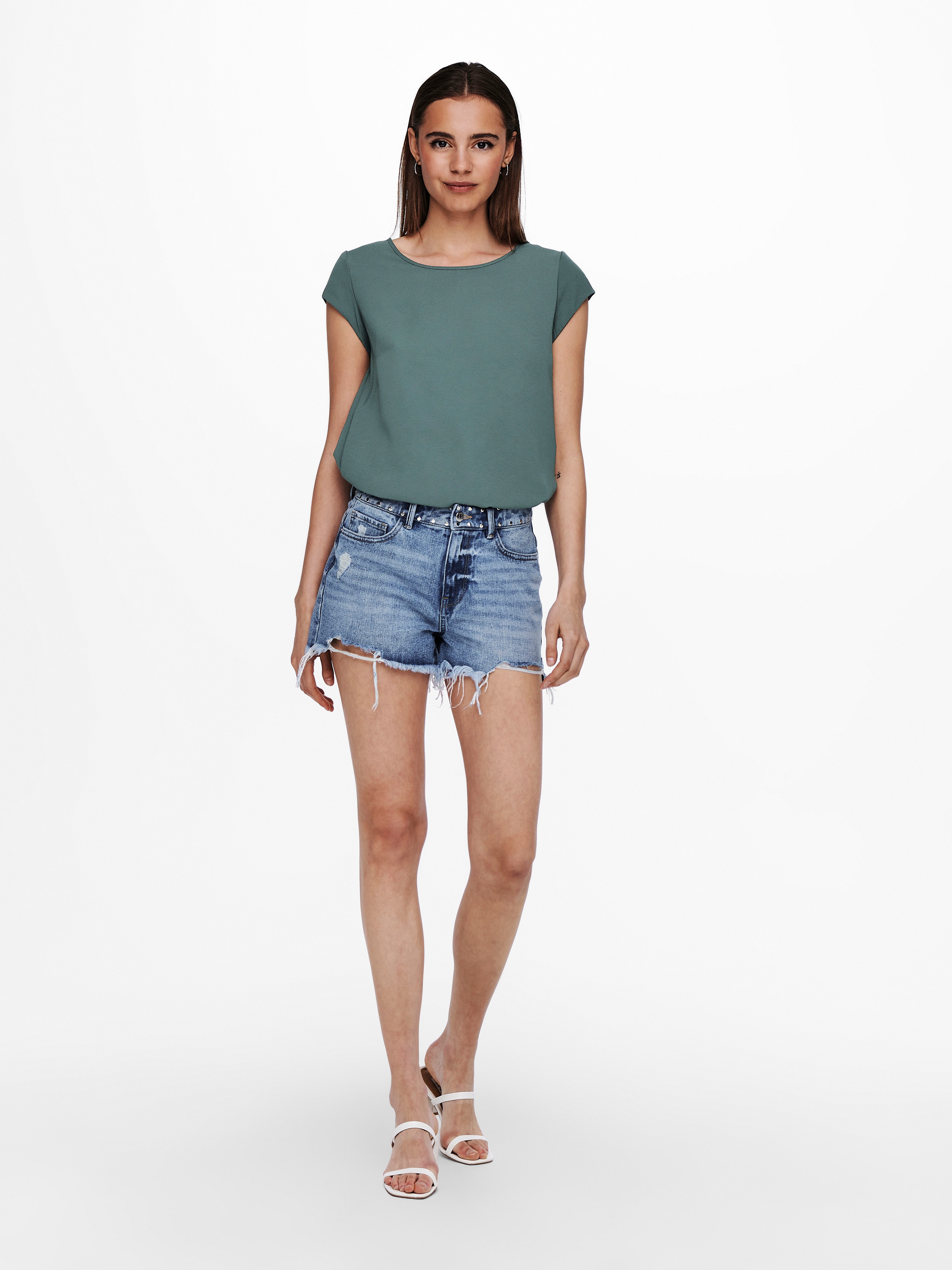 Only Blouse met korte mouwen ONLVIC S/S SOLID TOP NOOS PTM