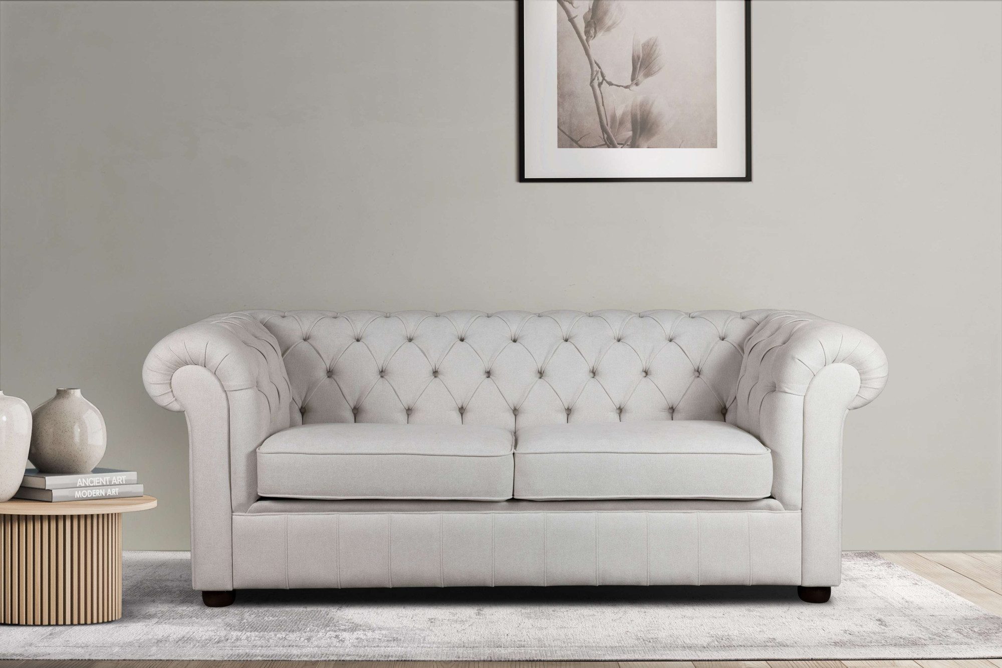 Home affaire 3-zitsbank CHARENTE, optionele slaapbank, Chesterfield-sofa, bedfunctie met edele knoopbevestiging en typische armleuningen, b/d/h 198/89/74 cm