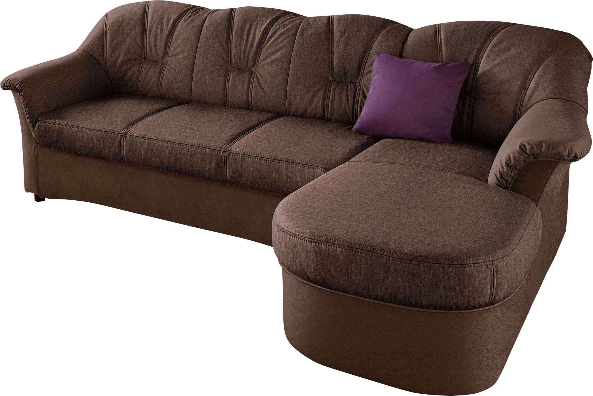 DOMO collection Hoekbank Flores slaapbank, B/D/H: 233/142/86 cm, L-vorm naar keuze met slaapfunctie, naar keuze met binnenvering, ook in leer