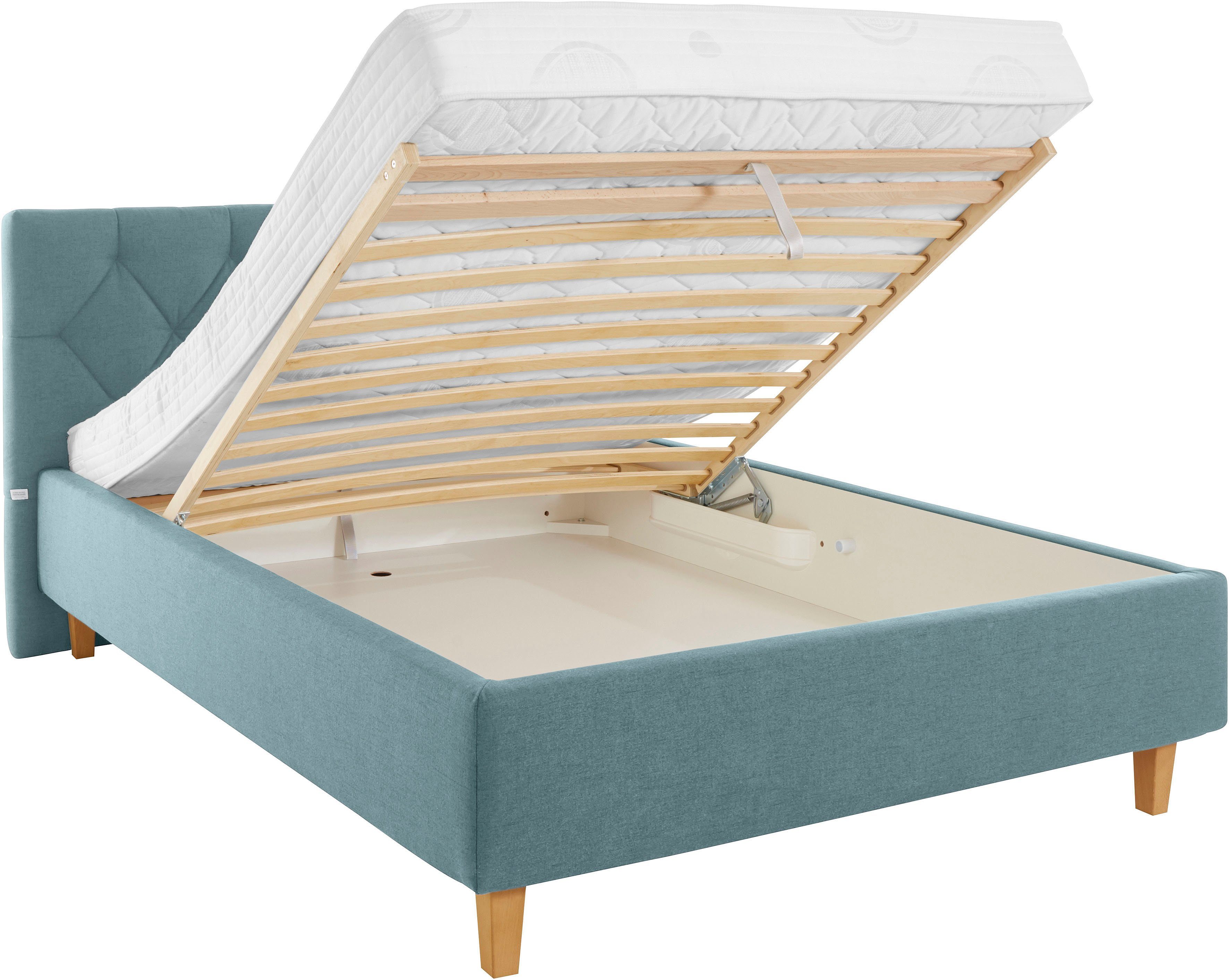 Guido Maria Kretschmer Home&Living Gestoffeerd bed Sunley 100 Kruisstiksel, hoofdbordhoogte 102 cm, zonder of met matras/lattenbodem