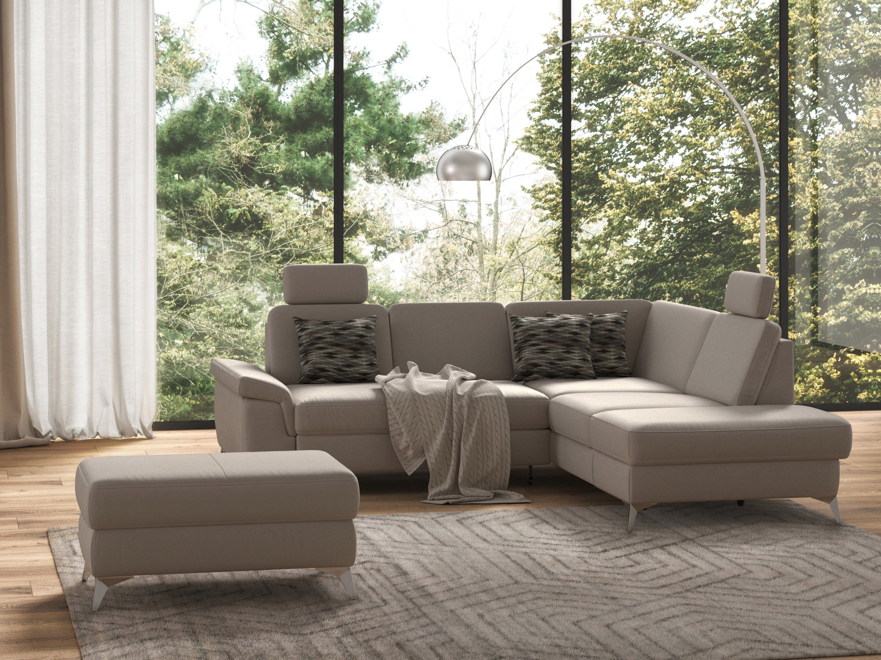Sit&more Hoekbank Padua L-vorm inclusief zitdiepteverstelling, armleuning en binnenvering