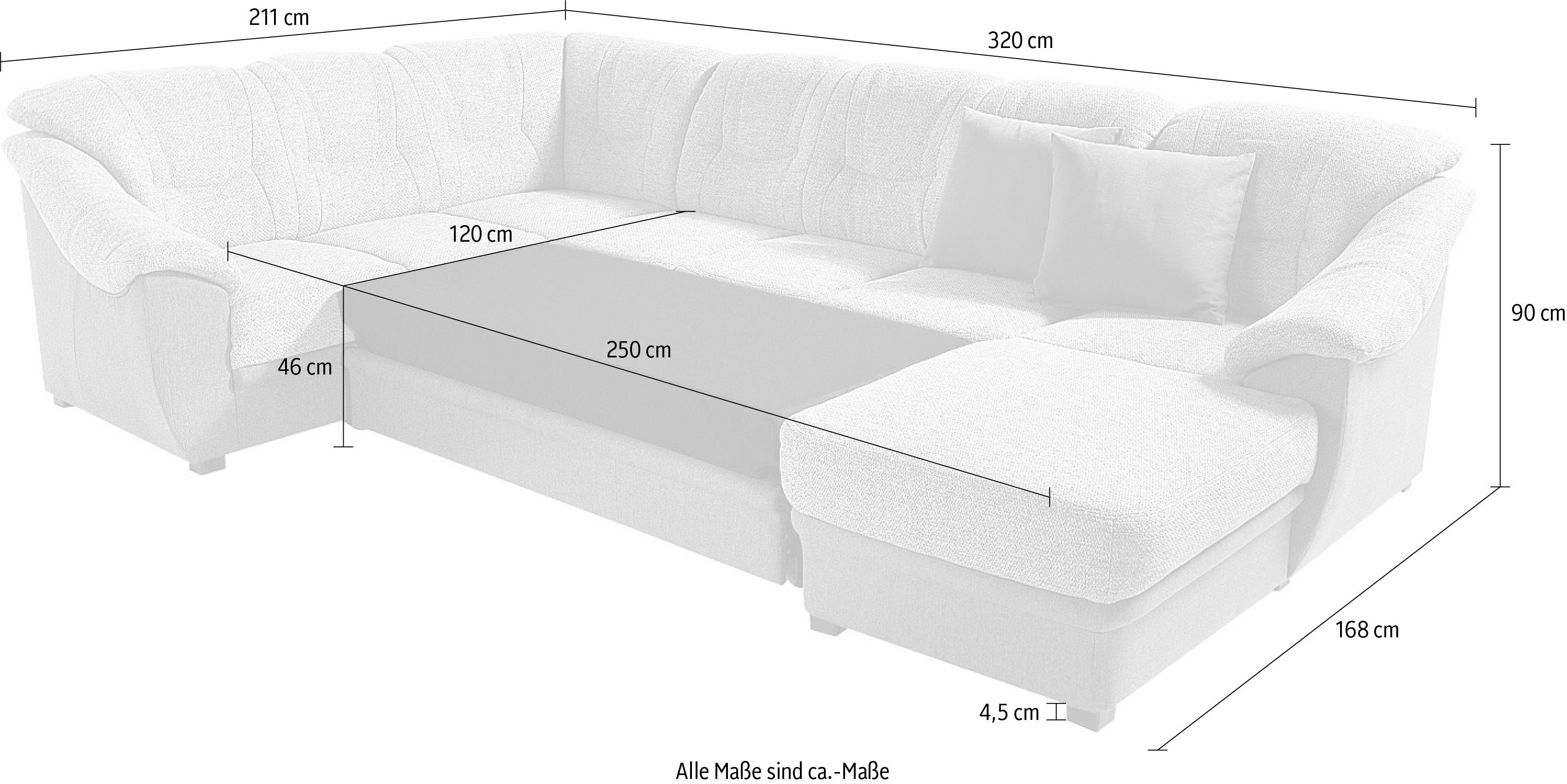 sit&more Zithoek Savona U-vorm naar keuze met slaapfunctie, met binnenvering, vrij plaatsbaar