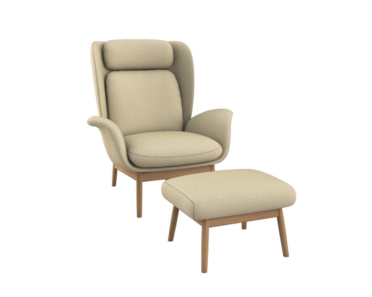 FLEXLUX Oorfauteuil Padova Stijl & comfort, organische vorm, geïntegreerde lendesteun, eikenhouten voet fauteuils bruin