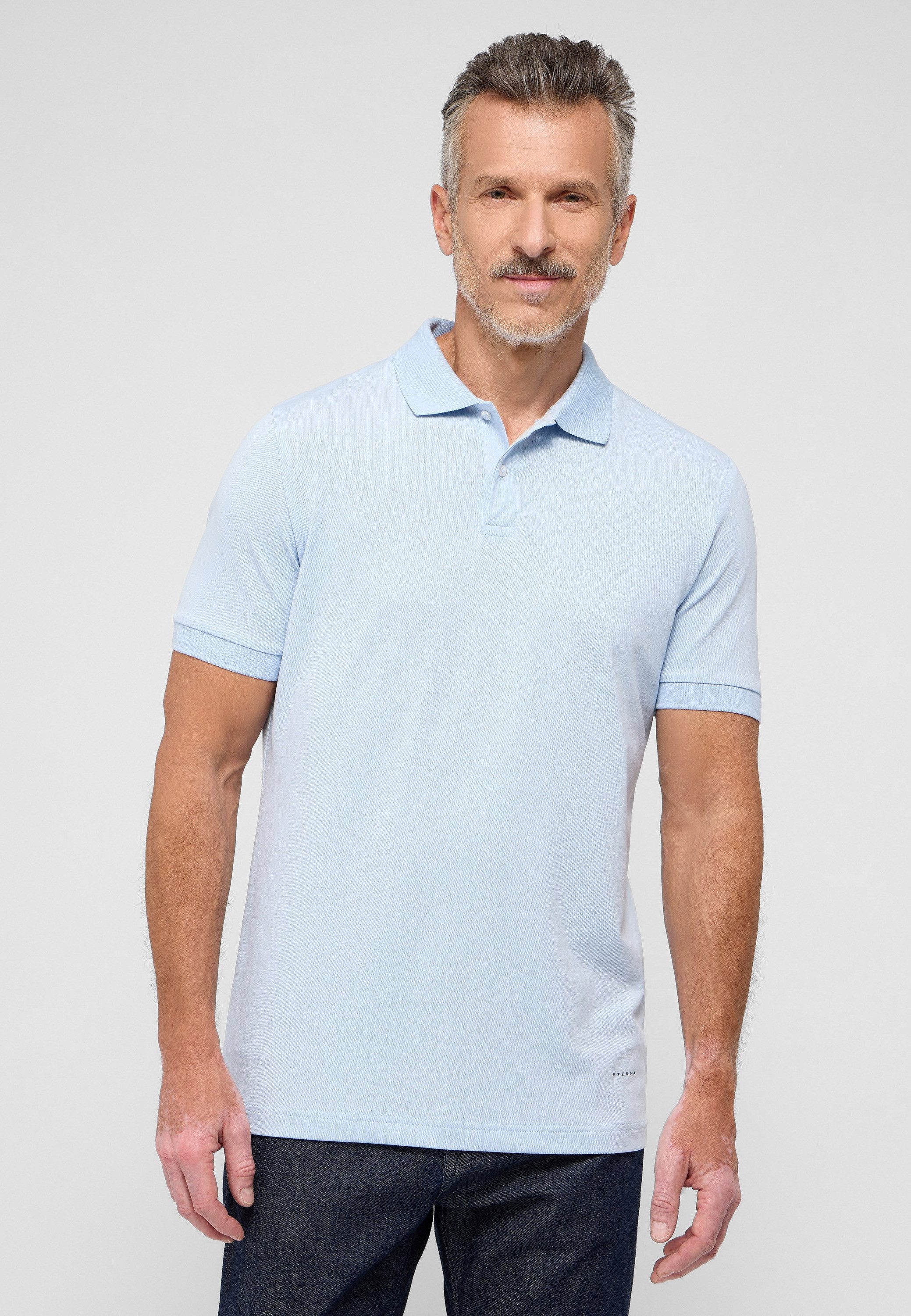 Eterna Overhemd met korte mouwen Slim fit EASY IRON (gemakkelijk te strijken) heren overhemden maat L blauw