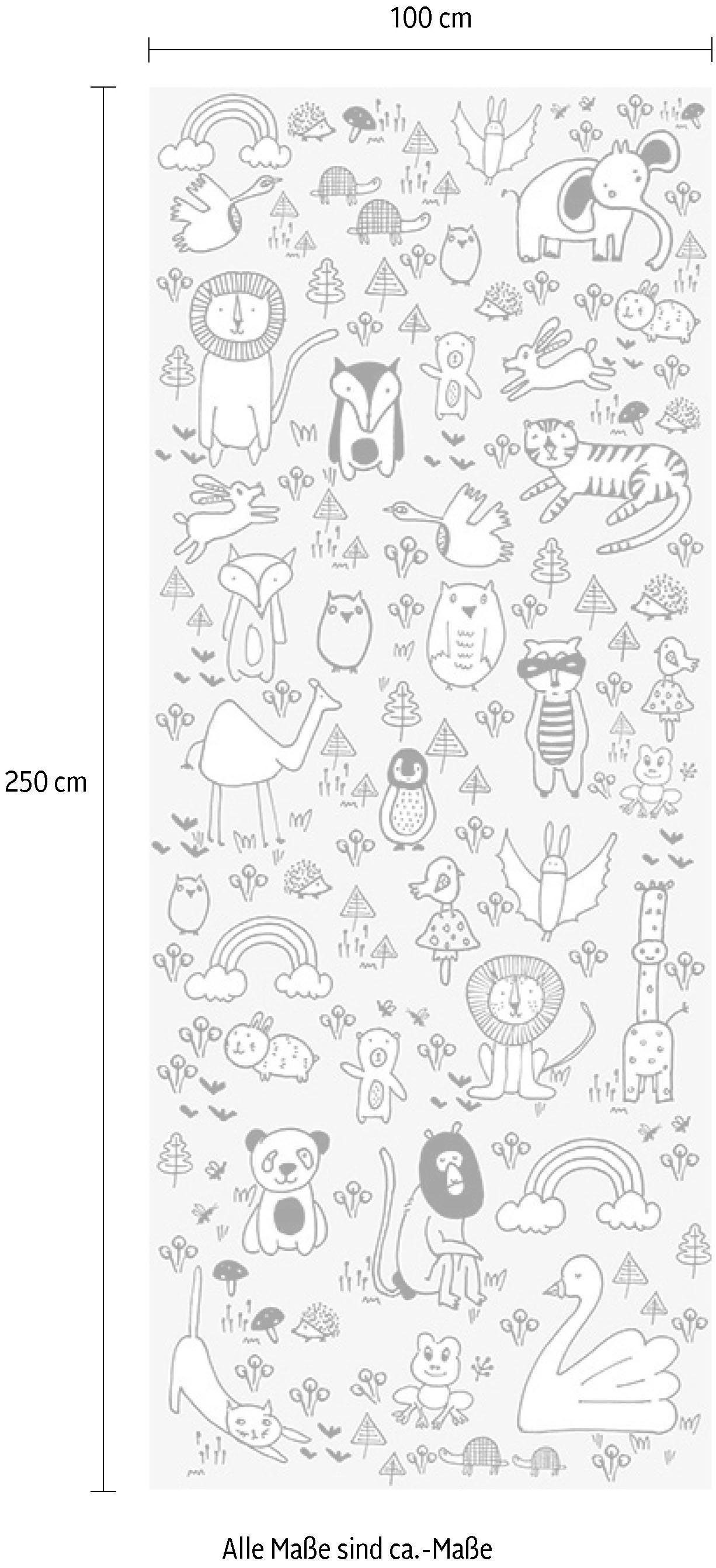 Komar Vliesbehang Digitale print vlies - Scribble Park Panel - Afmeting 100 x 250 cm (1 stuk)