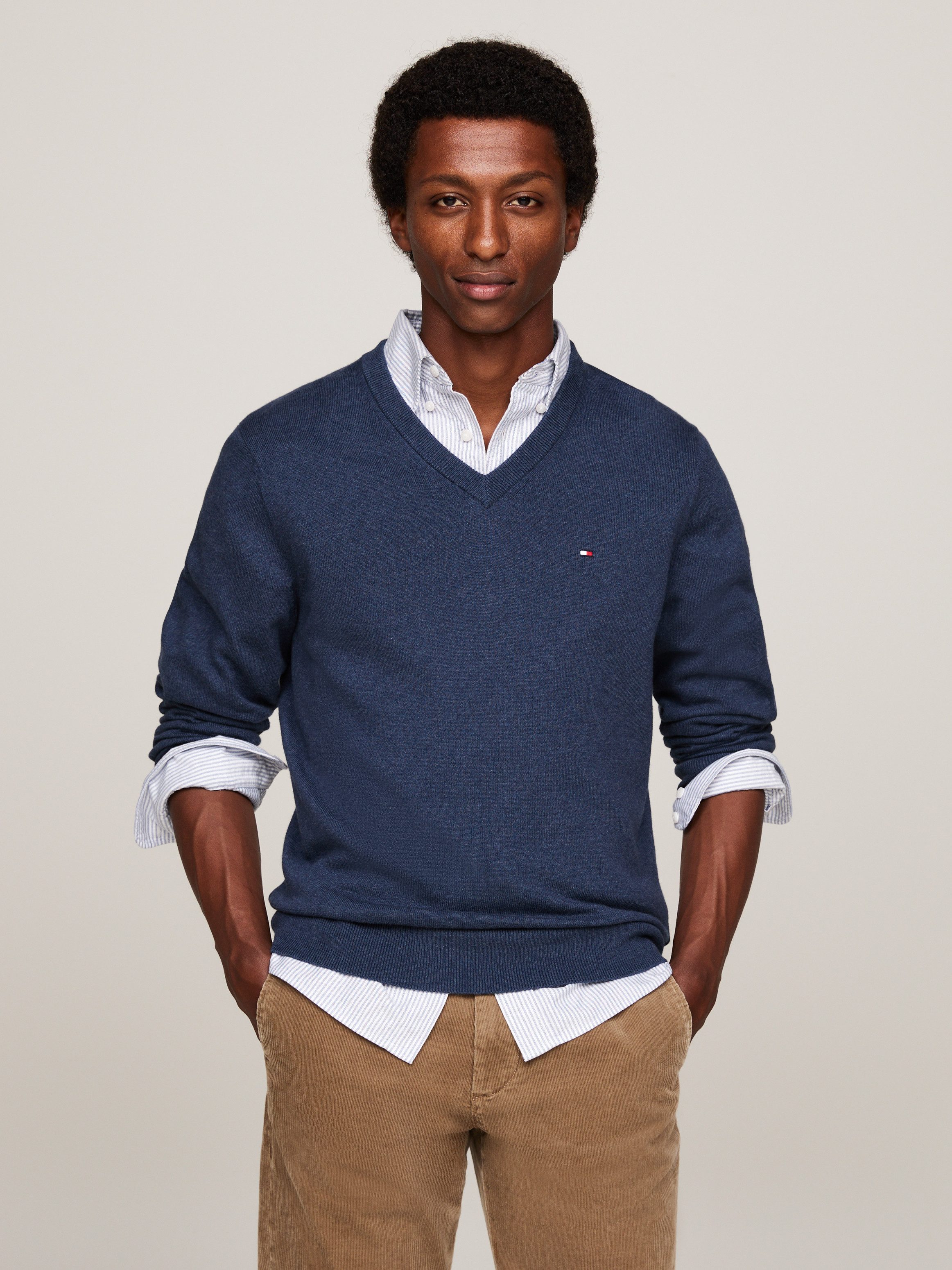 Tommy Hilfiger Trui met V-hals PIMA ORG CTN CASHMERE V NECK
