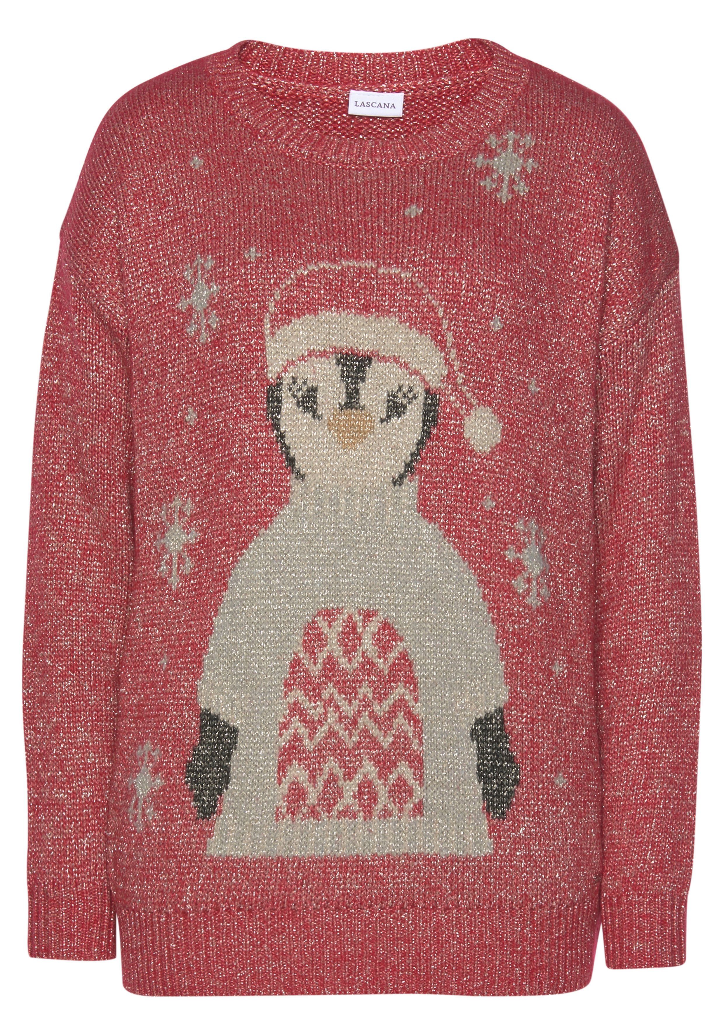 Lascana Sweater Kersttrui met ingebreid motief, loungewear