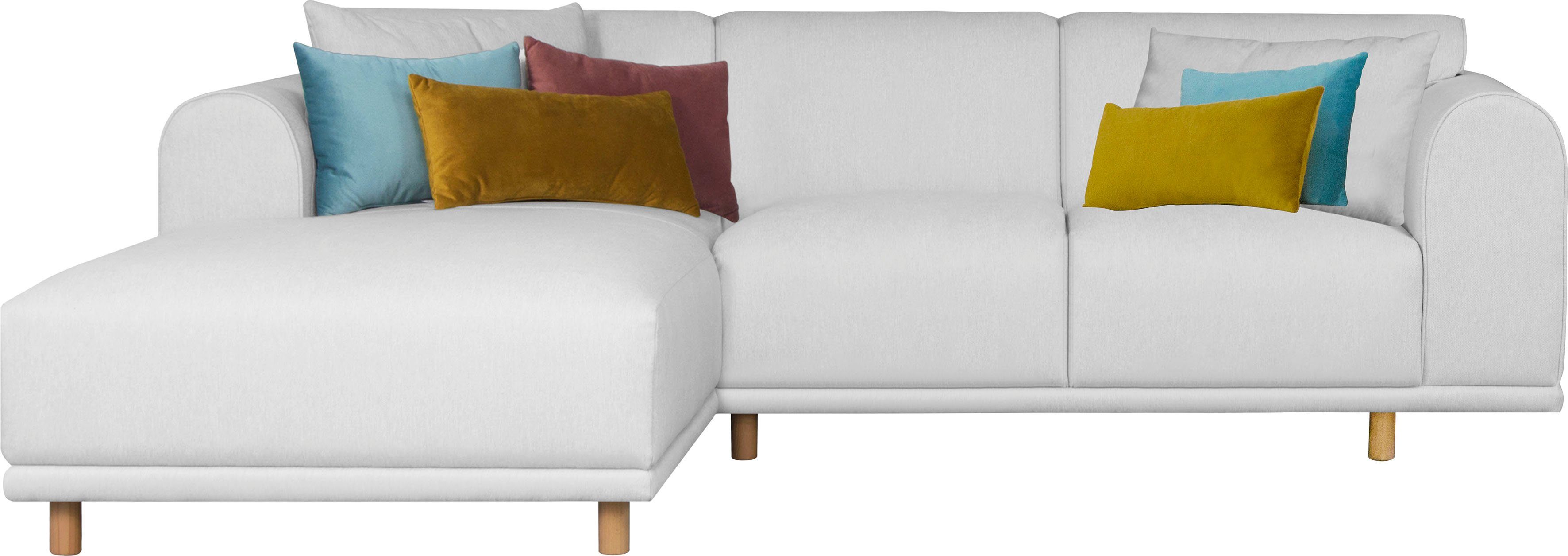andas Hoekbank Maroon L-vorm in een scandinavisch design, met losse kussens beige, hoekbanken, Recamiere links