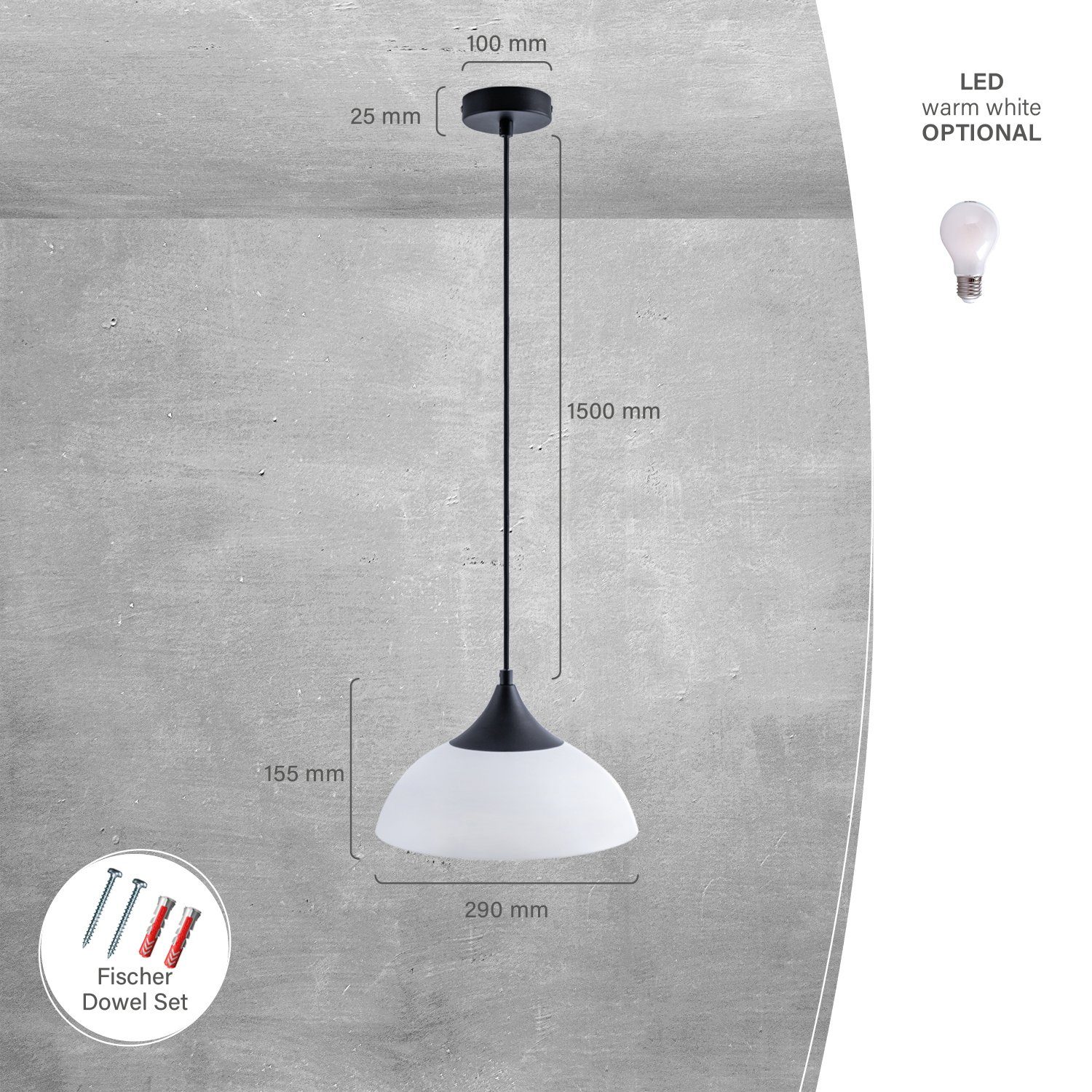 Paco Home Hanglamp JIN Hanglamp eetkamer Eettafellamp 1,5m textielen kabel in te korten E27