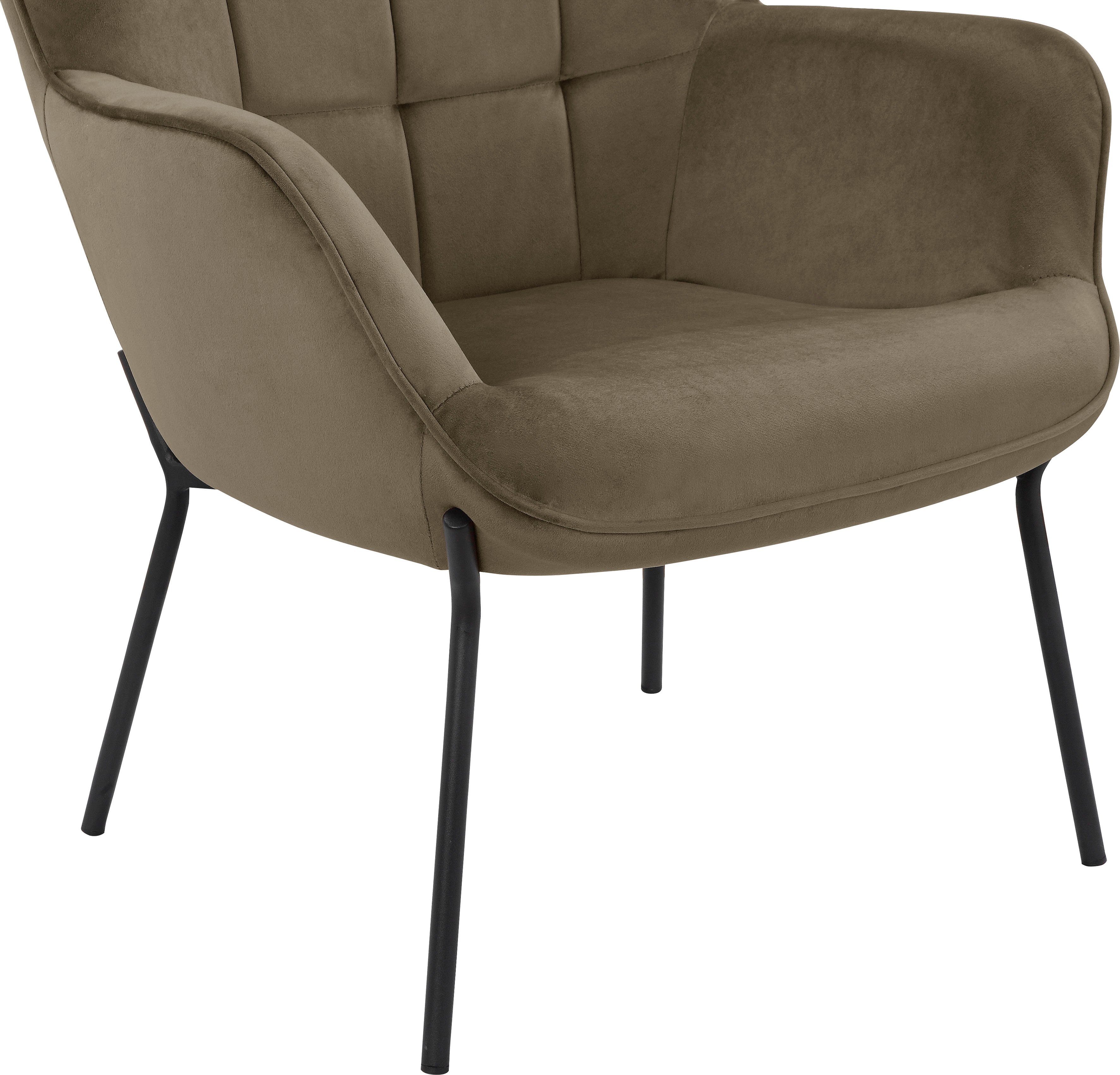 OTTO products Loungestoel Luukas, ovale stoel met metalen poten Stof gerecycled polyester, zacht verdikte zitting en rugleuning, zithoogte 46 cm (1 stuk)