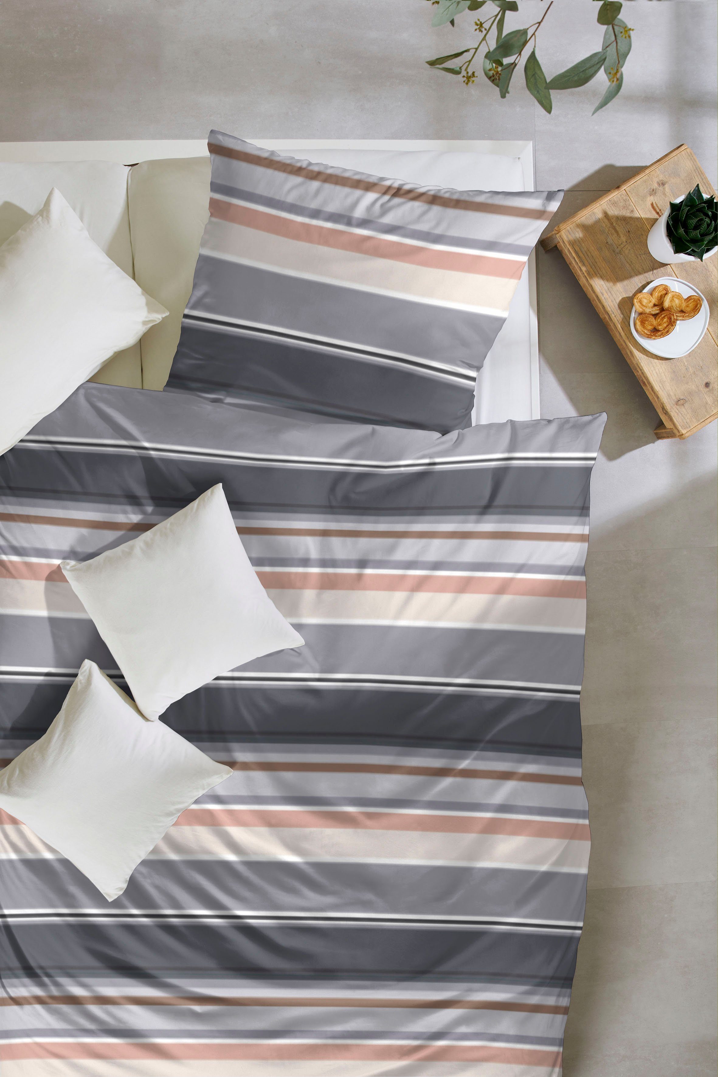 Primera Overtrekset Late Summer Stripe met moderne strepen in frisse kleuren (2-delig)