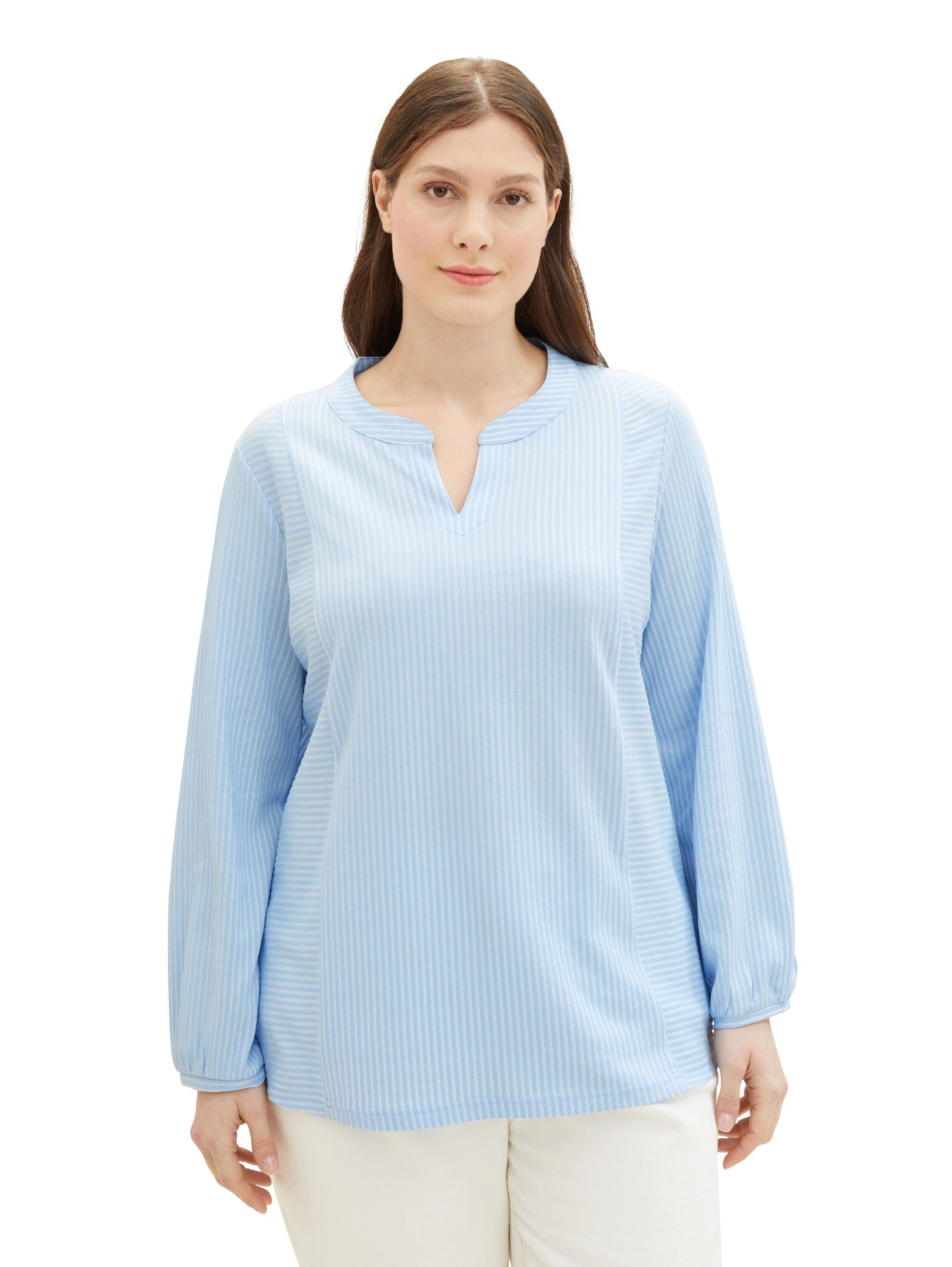 TOM TAILOR MY TRUE ME Shirt met lange mouwen in streepdesign en met v-hals