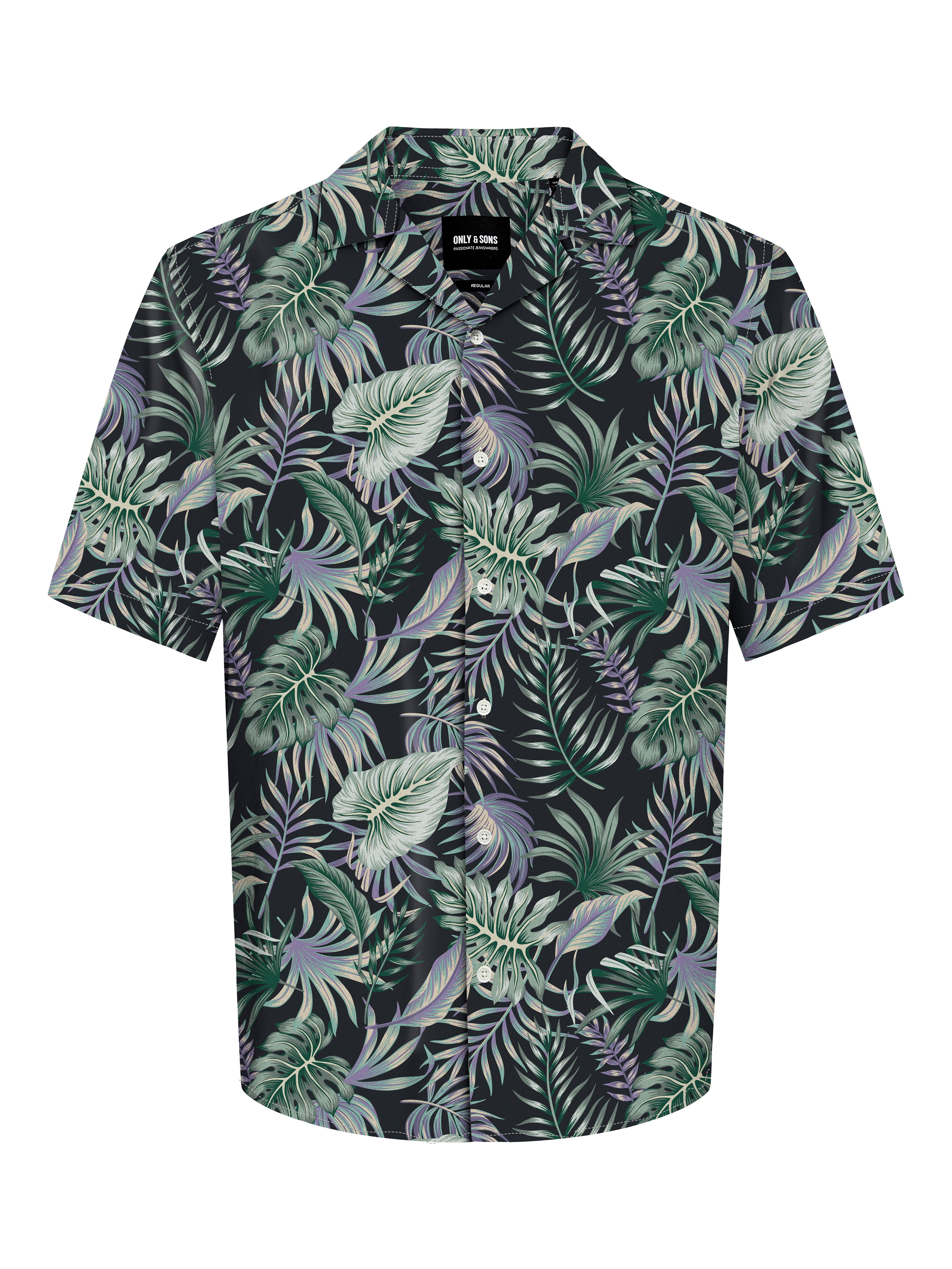 ONLY & SONS Hawaï-overhemd ONSWAYNE LIFE AOP SS VISCOSE SHIRT NOOS heren casual overhemden maat M zwart