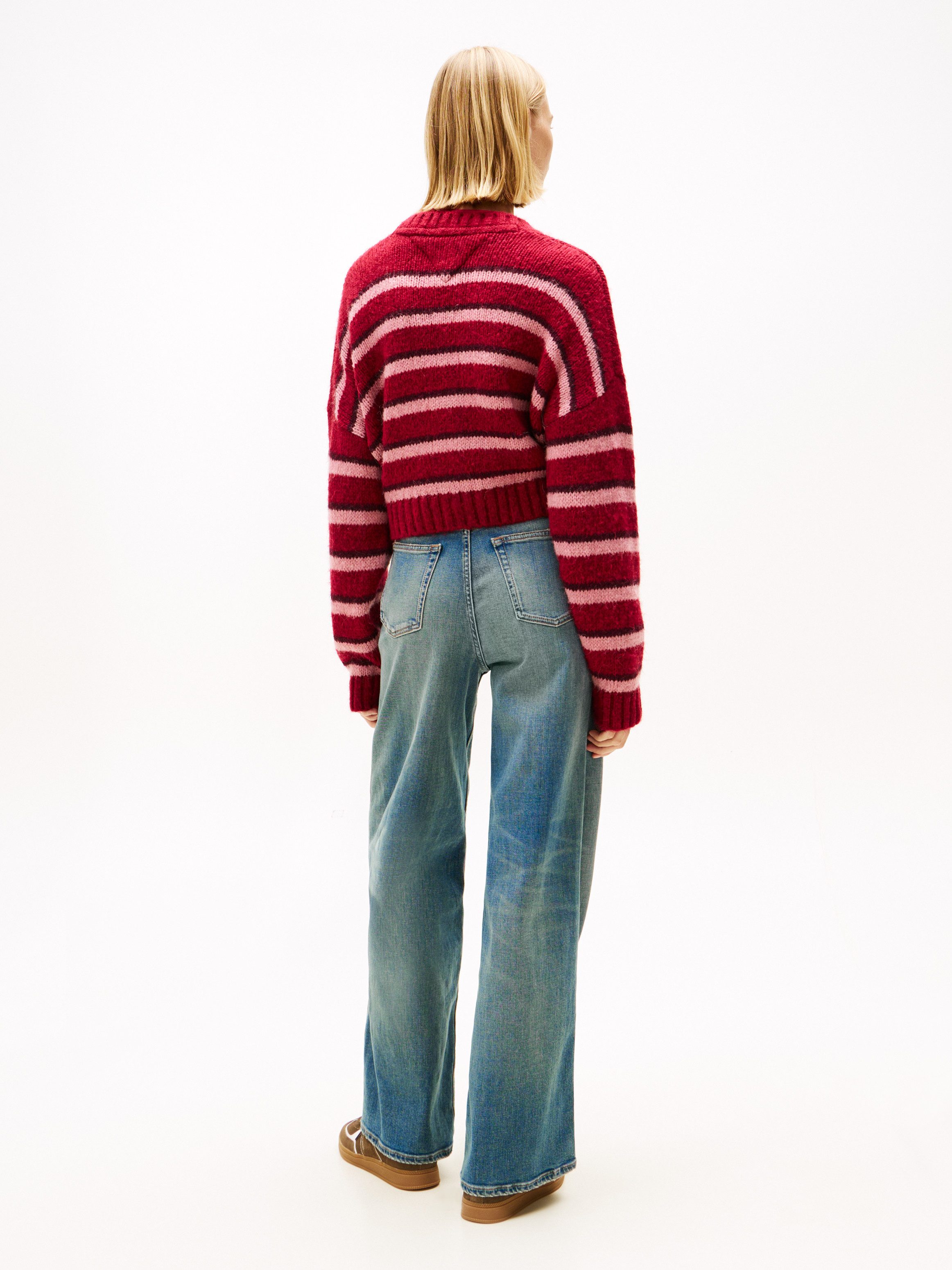 TOMMY JEANS Vest TJW BADGE STRIPE FLUFF CARDI EXT