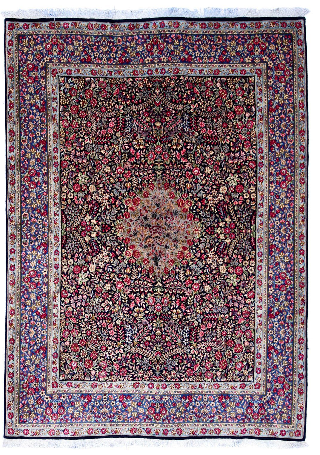 morgenland Wollen kleed Rafsanjan Teppich handgeknüpft dunkelblau-Perserteppich - Royal - 235 x 175 cm - dunkelblau