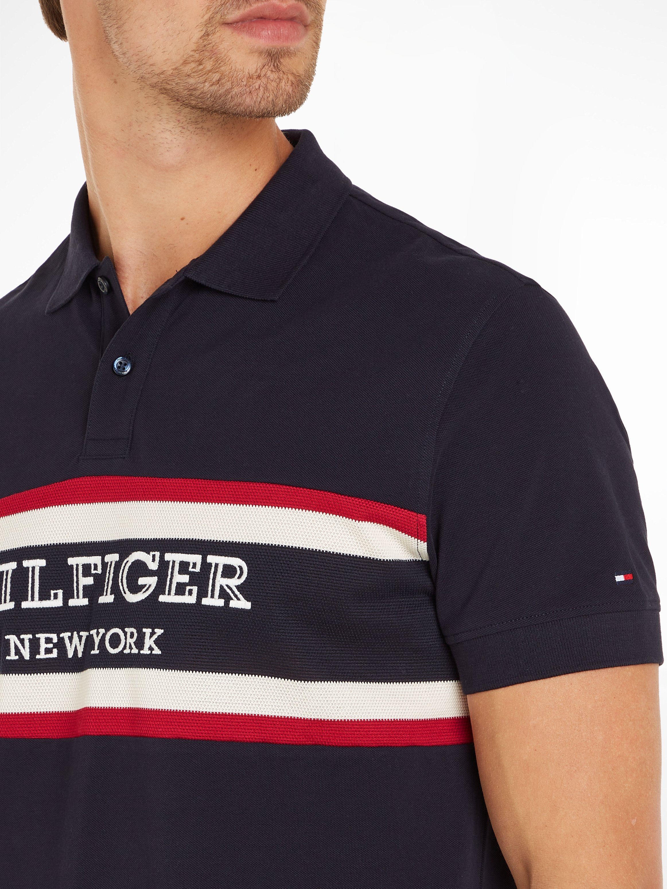 Tommy Hilfiger Poloshirt MONOTYPE COLORBLOCK REG POLO met groot opschrift