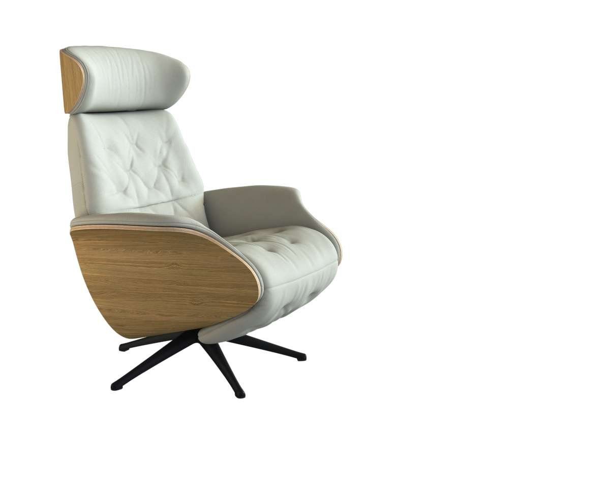 FLEXLUX Relaxfauteuil Volden praktische elektrische fauteuil Maat M, elektrische rug- en voetensteun, accu, armleuning Eiken, zwarte poot