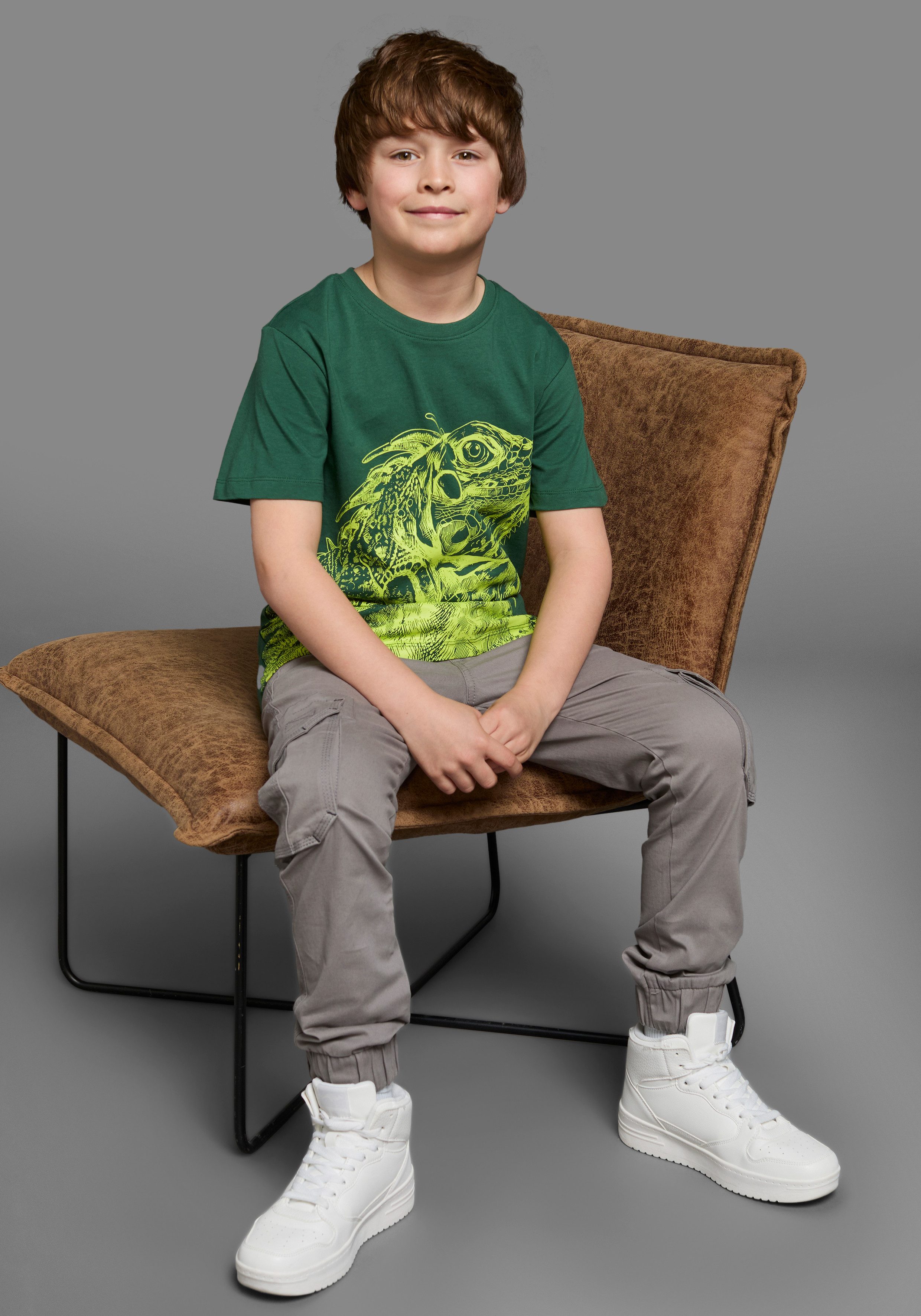 KIDSWORLD T-shirt GECKO Korte mouwen, basic pasvorm, bedrukt, ronde hals