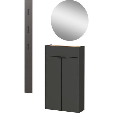 GERMANIA Halmeubelset Ameca met multifunctionele kast, spiegel en kapstokpaneel, geringe diepte (set