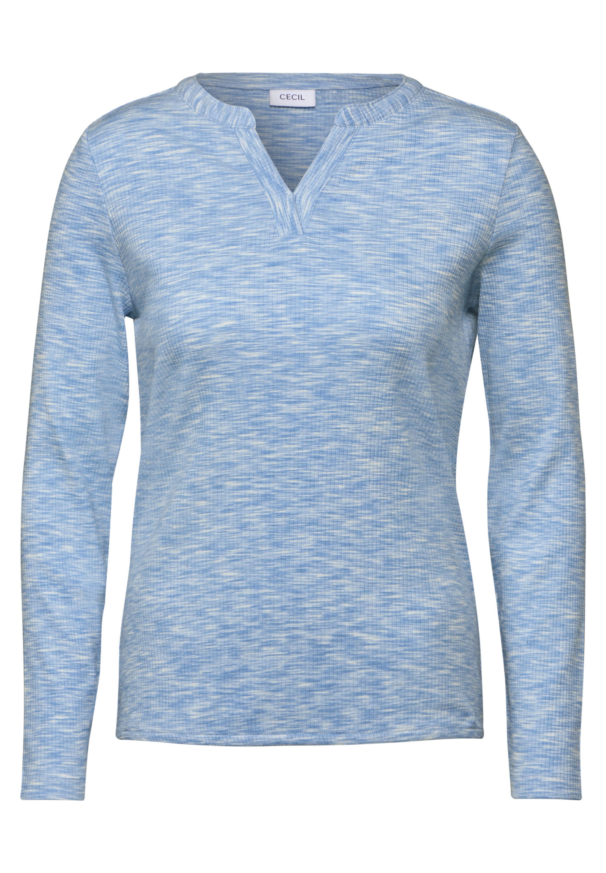 Cecil Shirt met lange mouwen met ribstructuur, gemêleerd