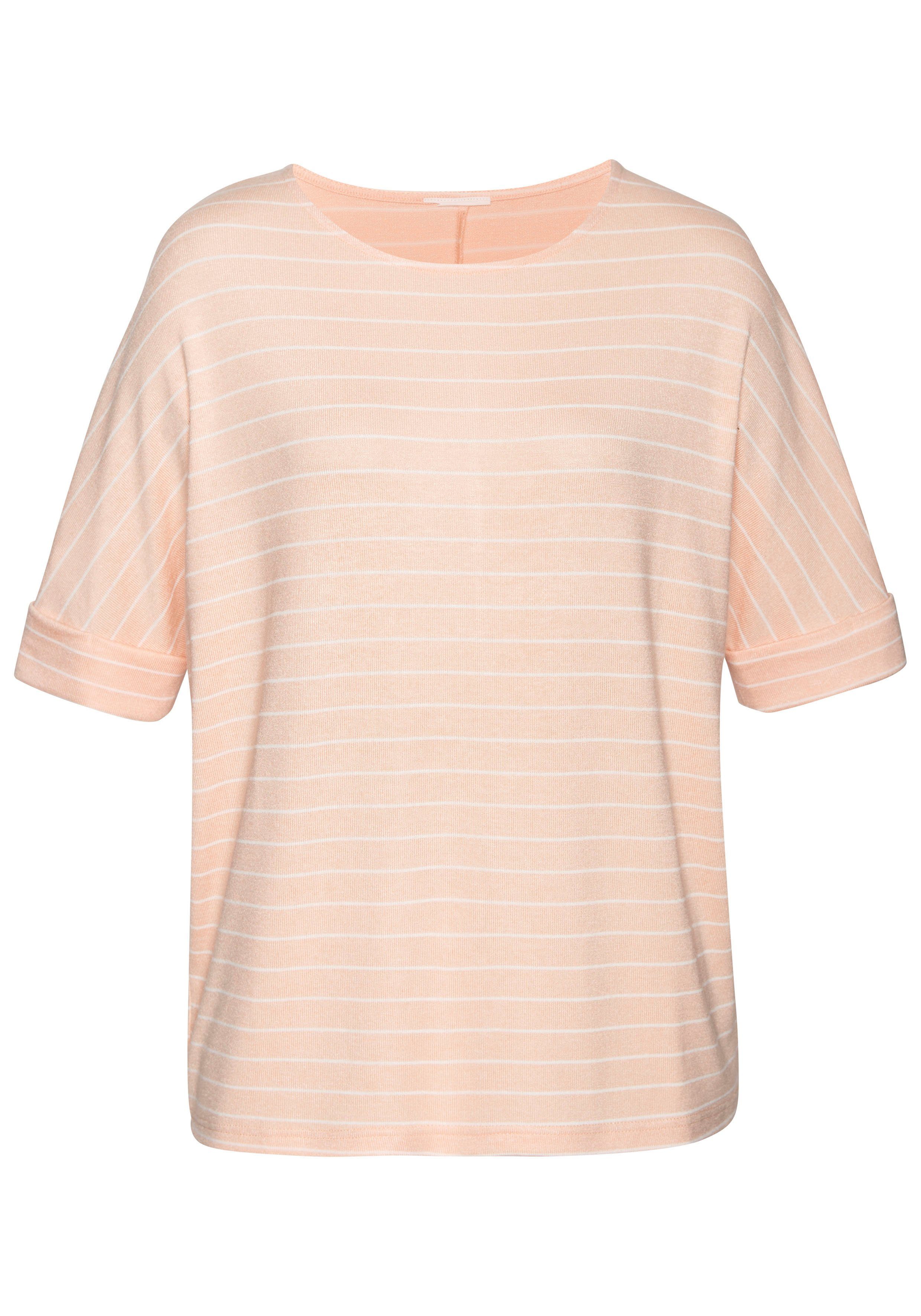 Lascana Shirt met ronde hals Met brede mouwomslag van zacht viscose-fijntricot