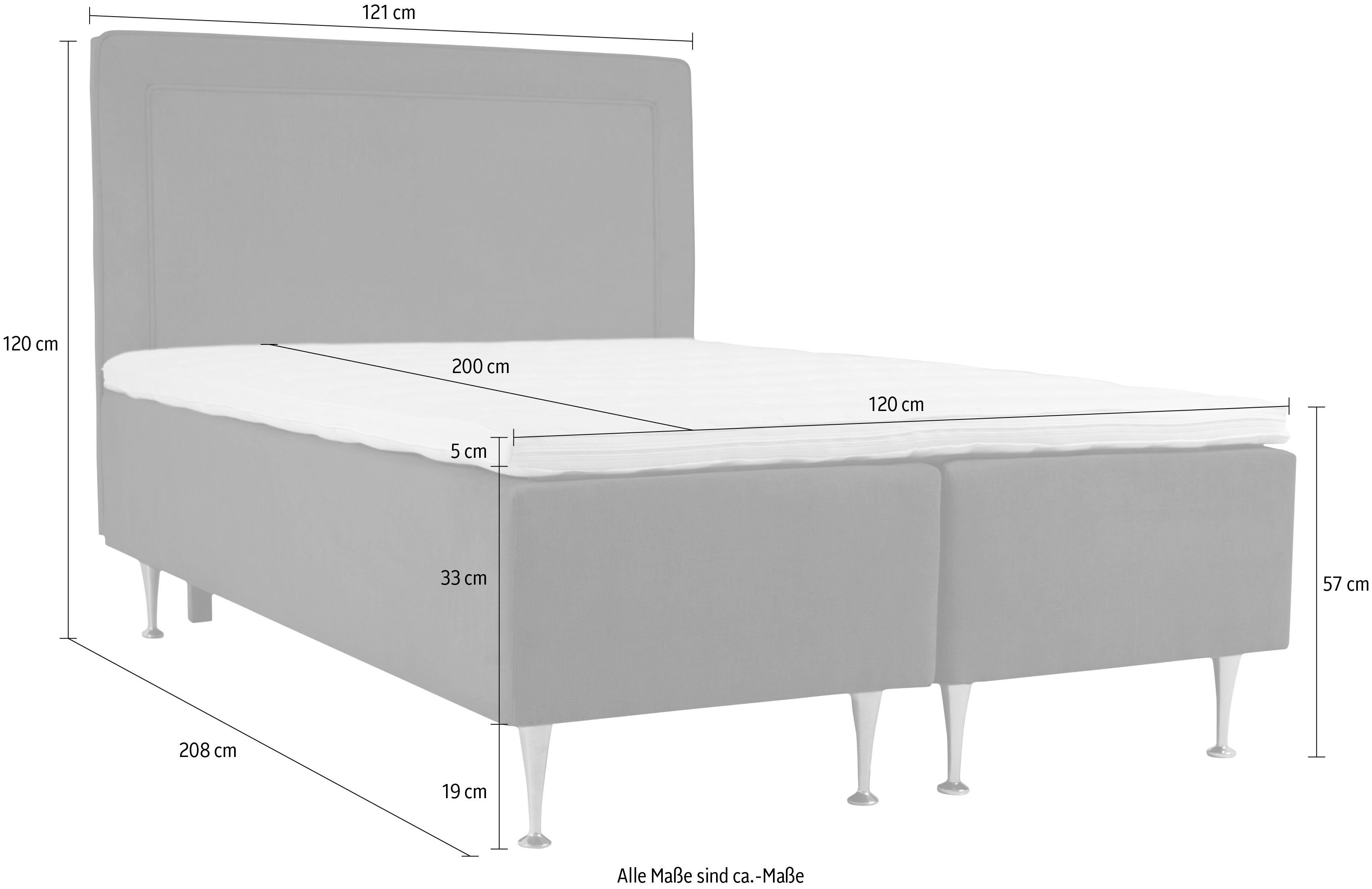 INOSIGN Boxspring Hacer Topmatras, H2 of H3 en in breedte 70,80,90,120,140,160,180 ter keuze