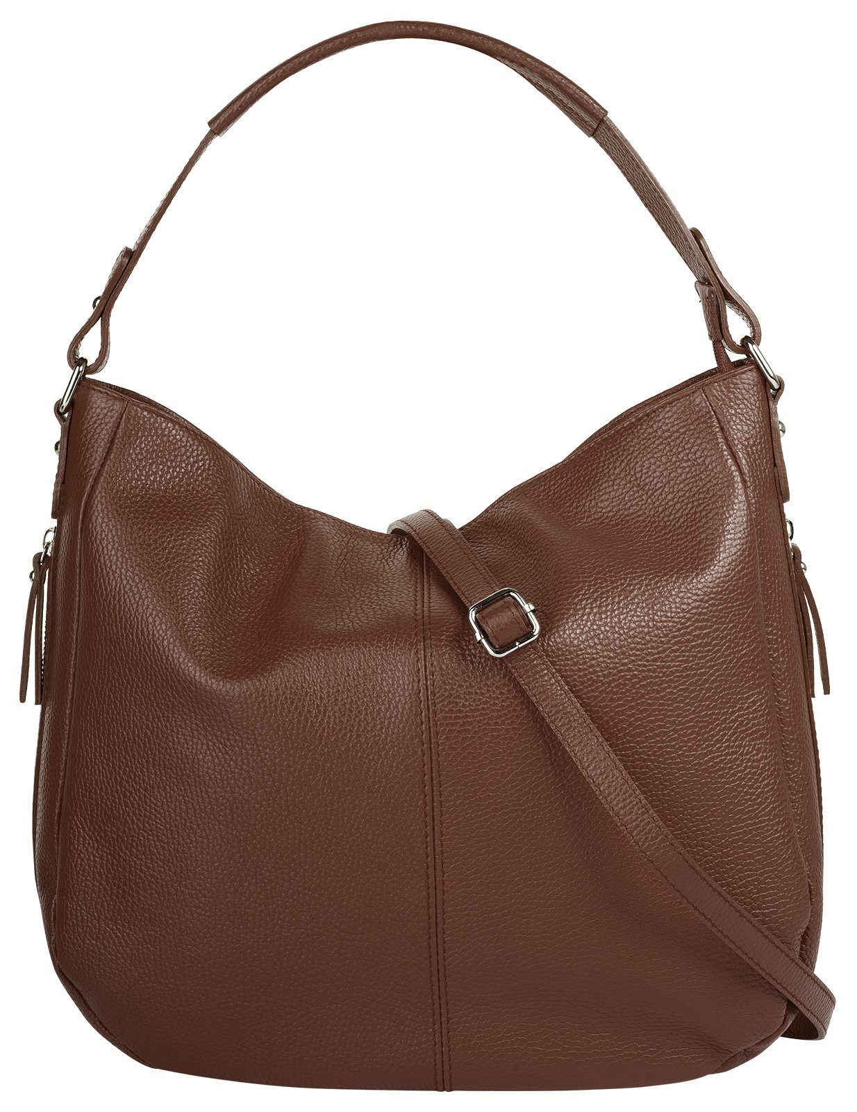 Cluty Shopper echt leer, made in italy dames shoppers bruin
