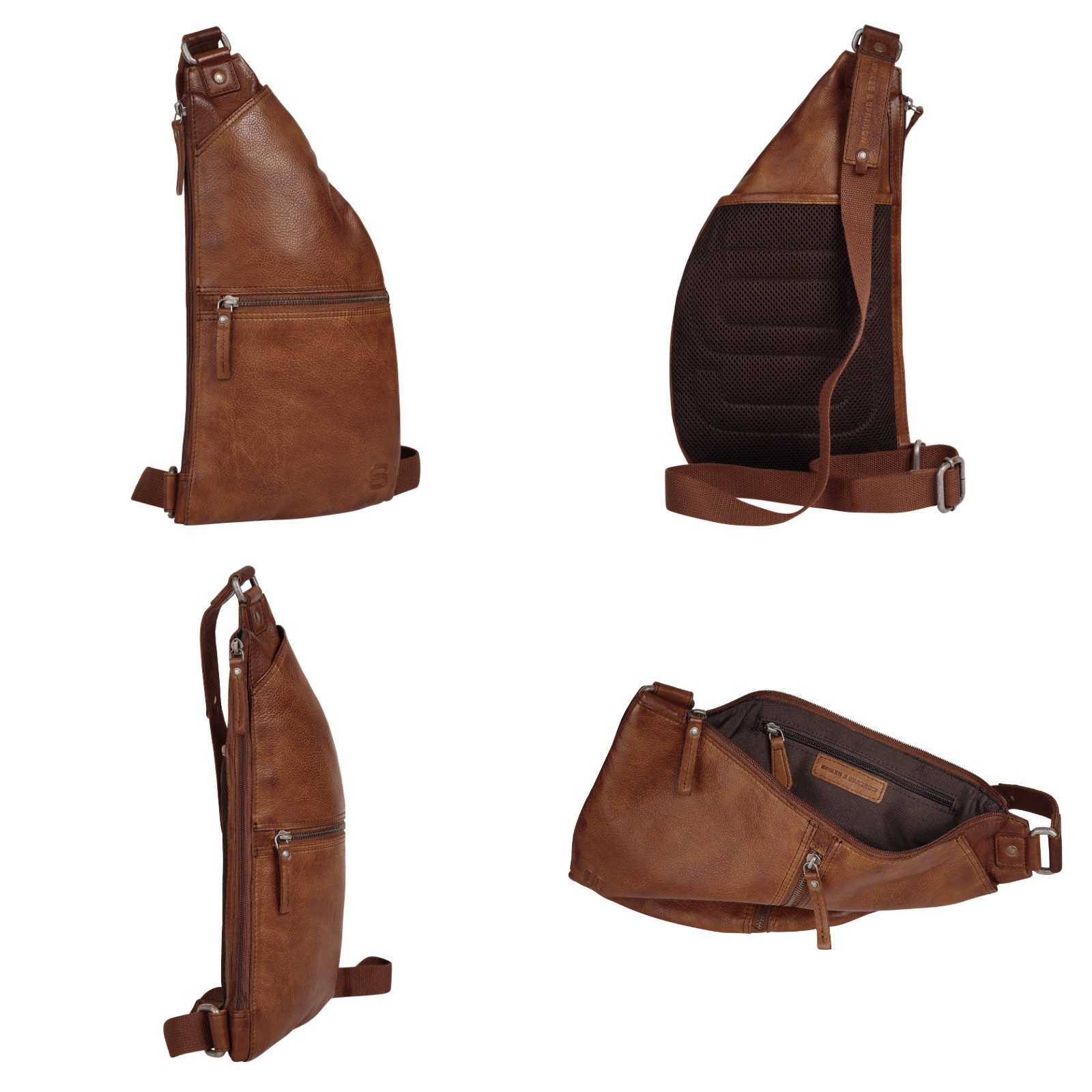 Spikes & Sparrow Schoudertas echt leder