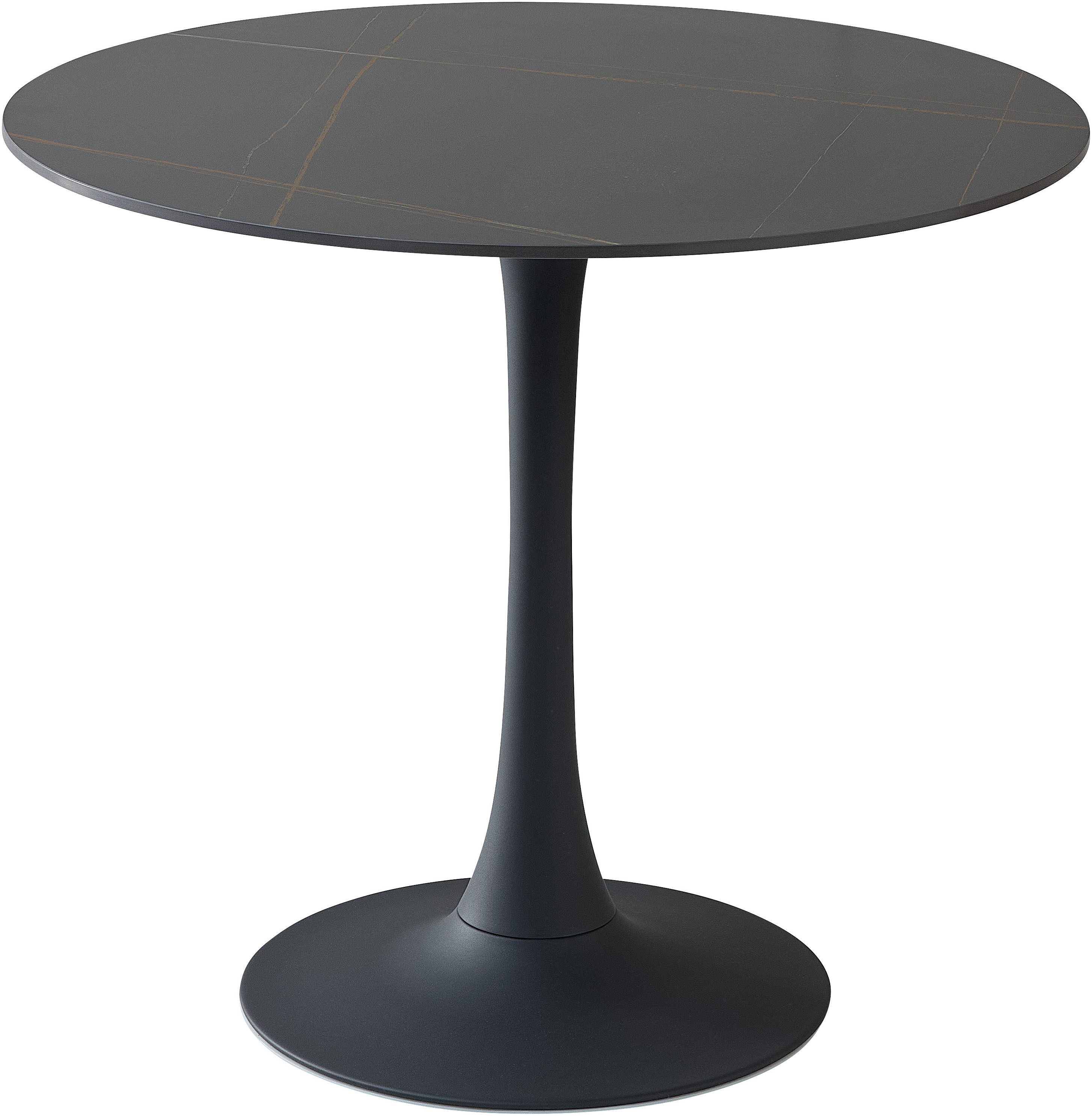OTTO Stolkom Eettafel Josh ronde eettafel keramiek, gemarmerd, BxH 90x75 cm Keramische oppervlakte gemarmerd, keuze uit wit, grijs of zwart eettafels