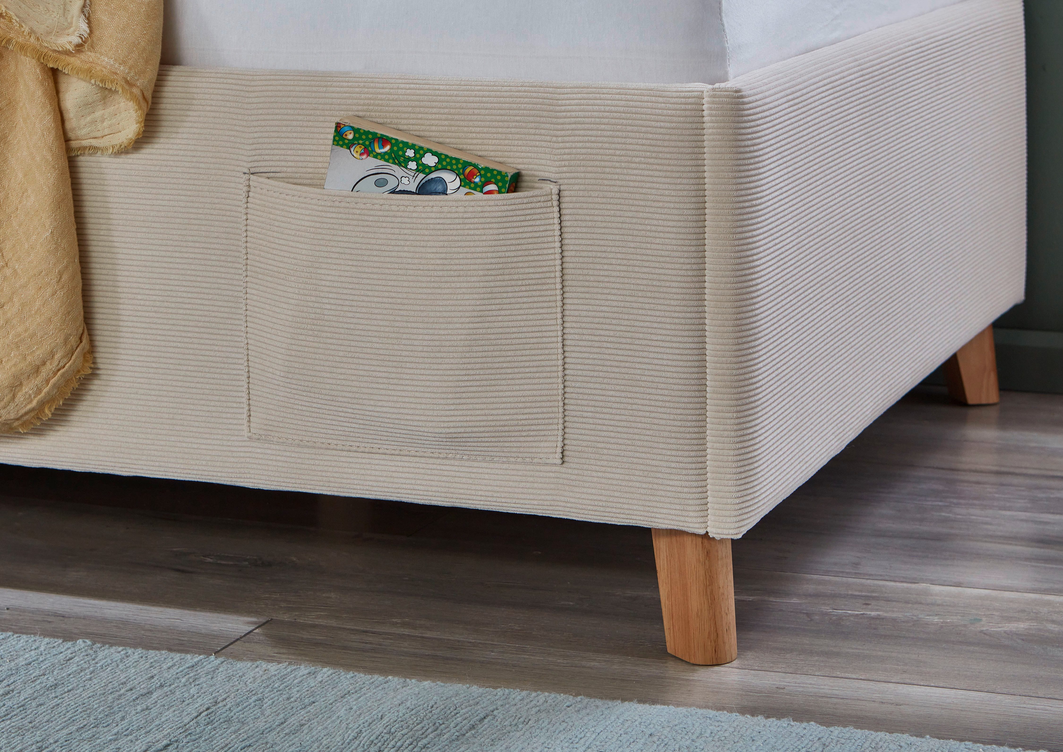 meise.möbel Kinderledikant Blauw Bekleed bed naar keuze met bedkist, tienerbed inclusief USB-aansluiting