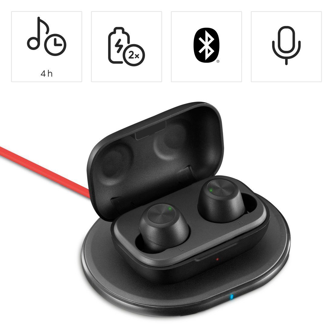 Hama Bluetooth-hoofdtelefoon True-Wireless-koptelefoon (met draadloze oplader, in-ear, 12u accu)