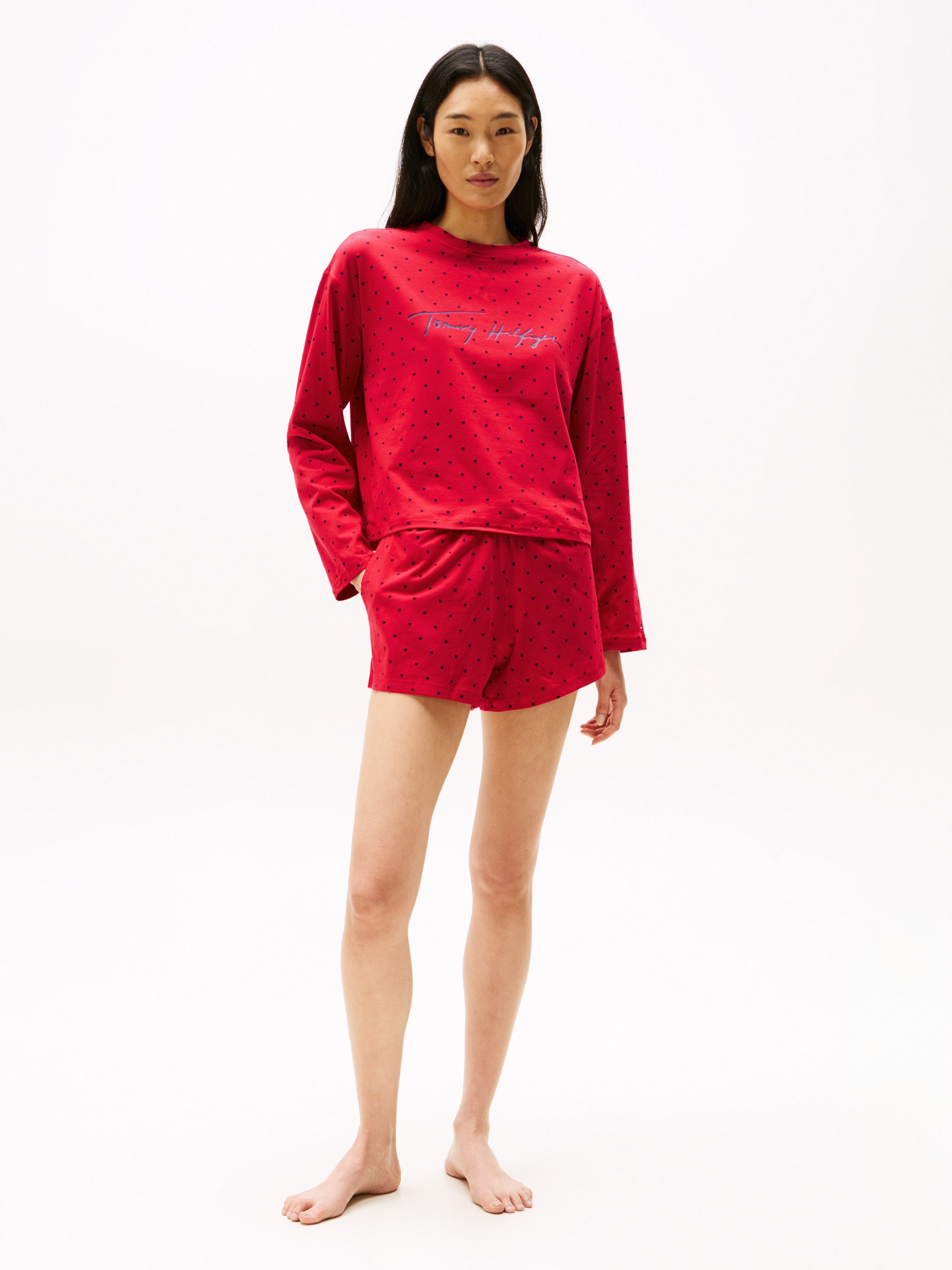 Tommy Hilfiger Underwear Pyjama LS SHORT PRT PJ SET met hartjes allover-patroon (set 2-delig 2-delig)