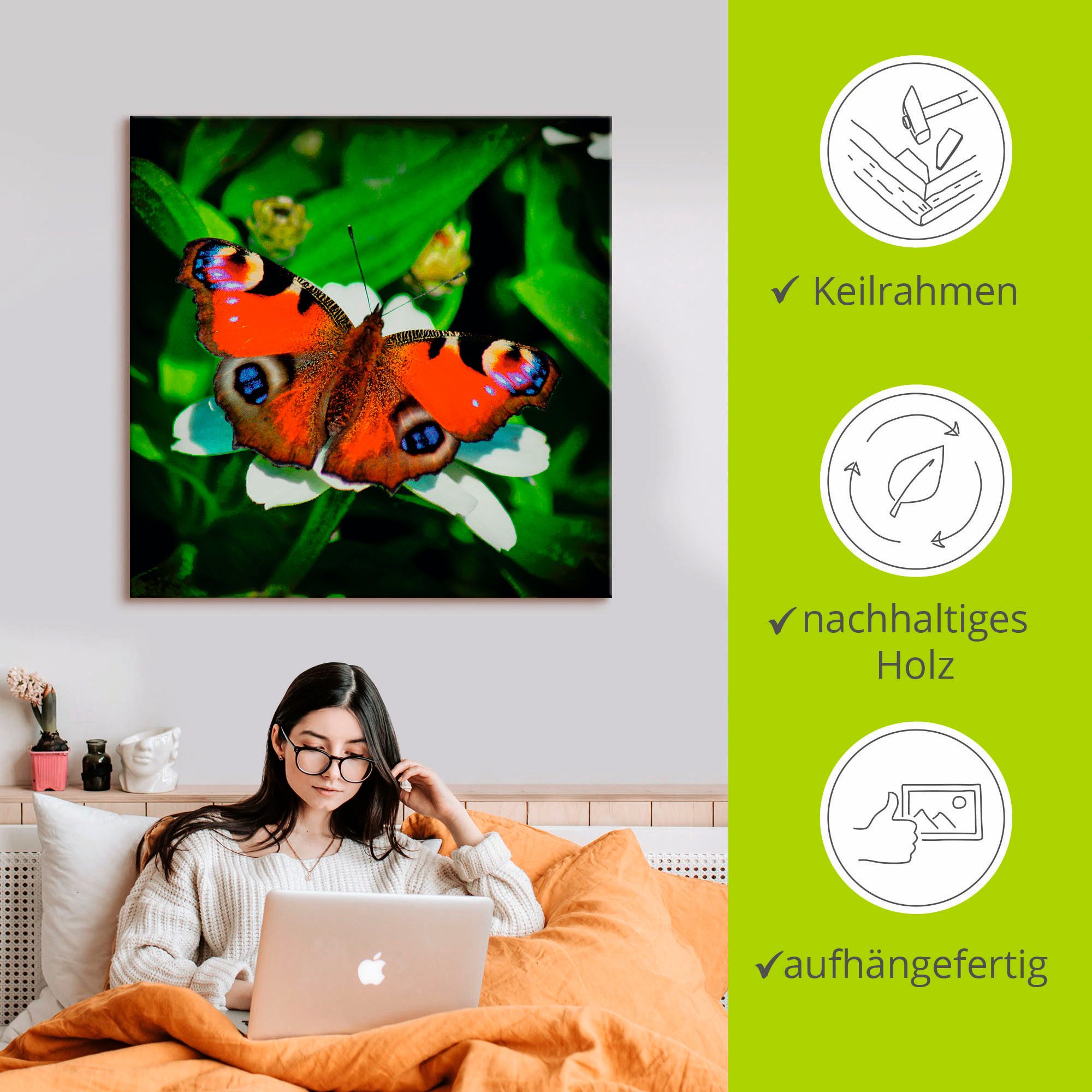 Artland Artprint Dagpauwoog als artprint op linnen, poster in verschillende formaten maten