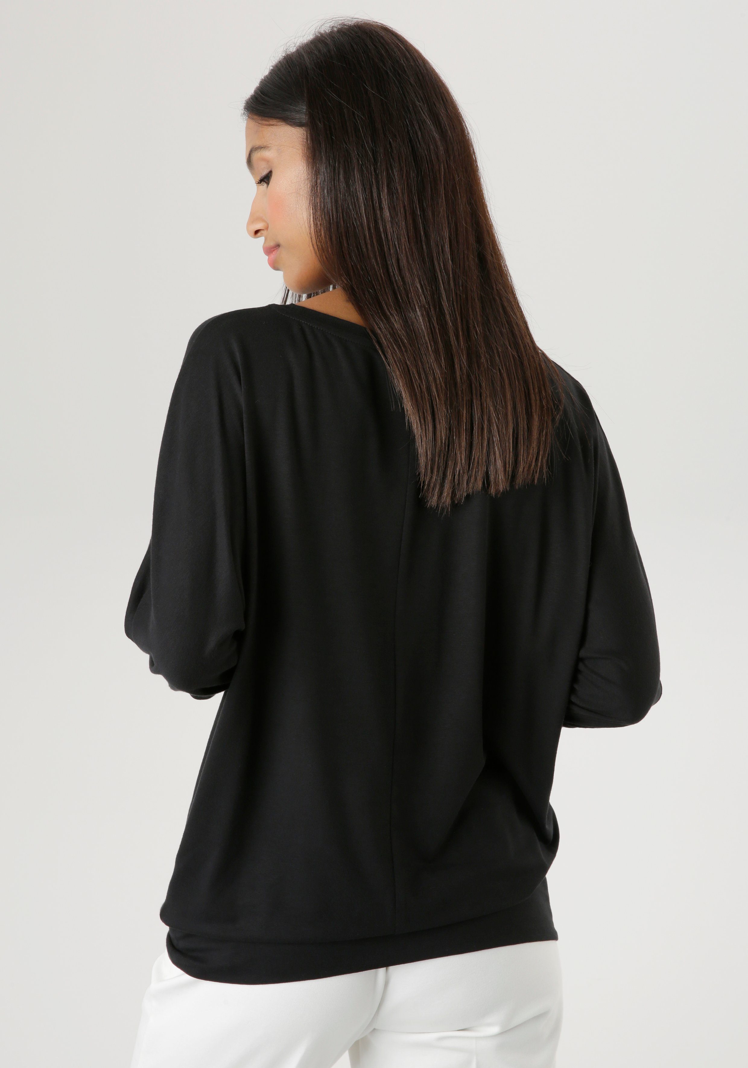Aniston SELECTED Shirt met vleermuismouwen met abstract gezichtdruk