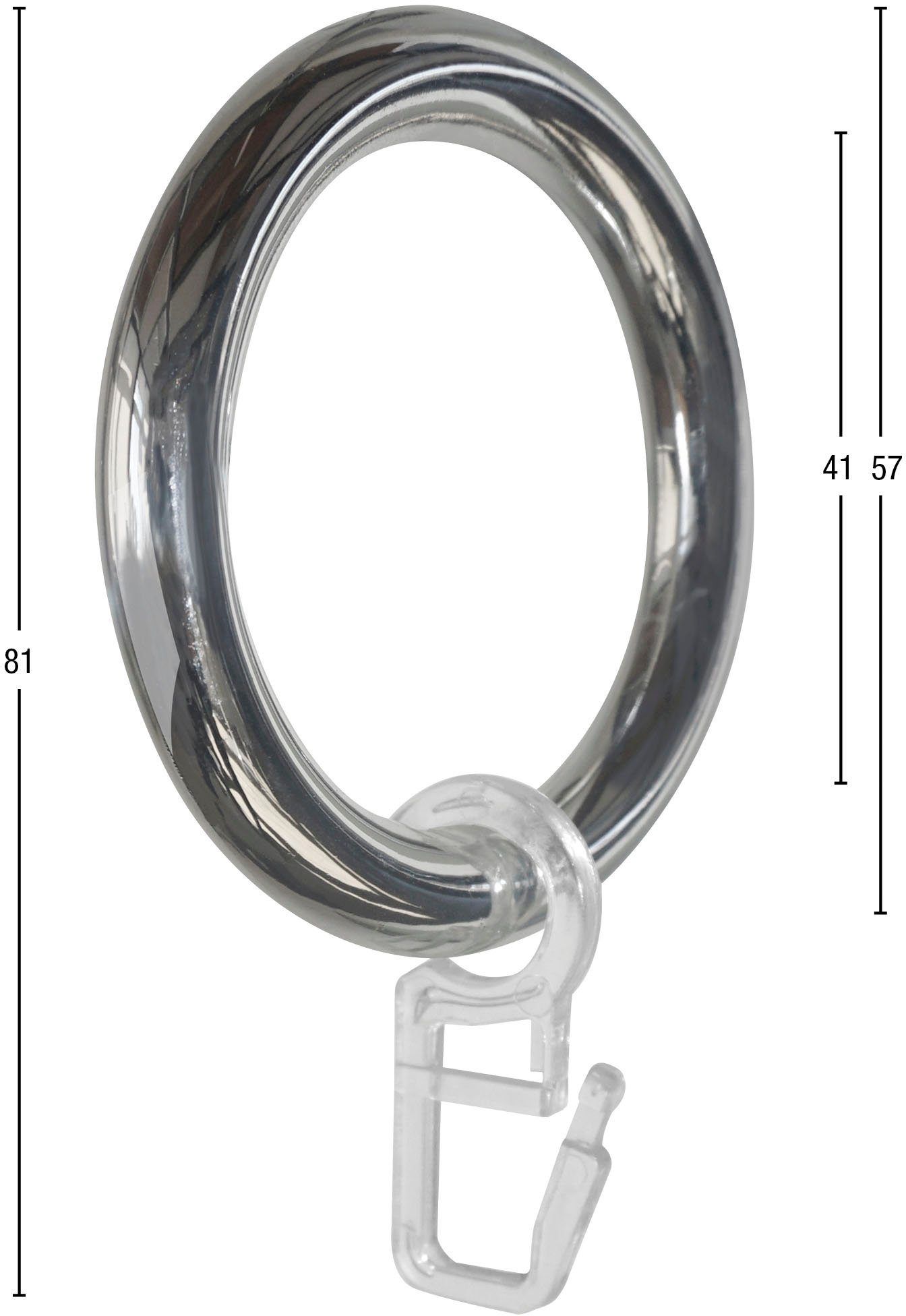 GARESA Gordijnring Kunststof ring met haak voor diameters tot 28 mm, eenvoudige montage (20 stuks)