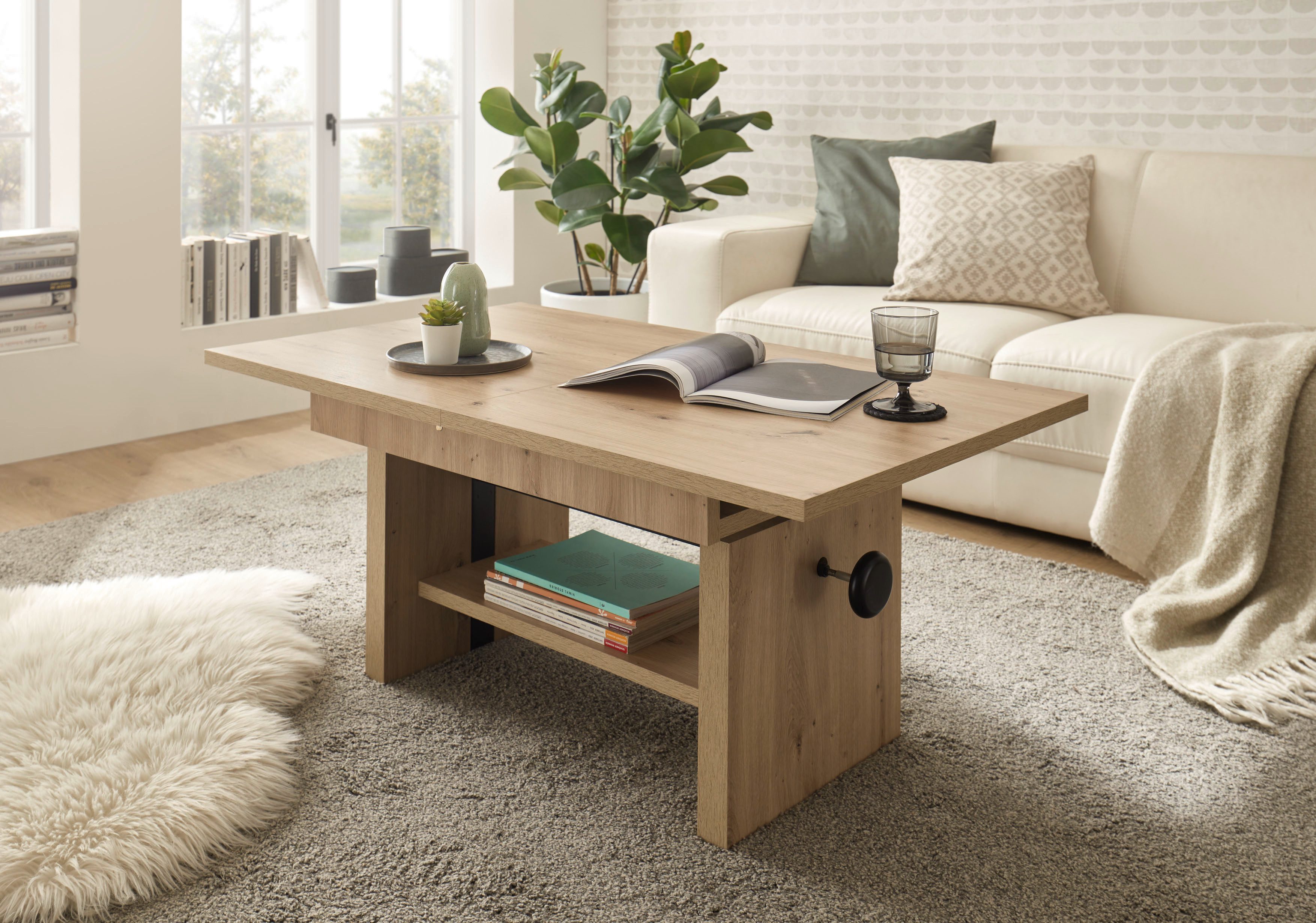 Stolkom Salontafel Event hoogte verstelbaar, uitschuifbaar, BxHxD 110-150x48-63x65 cm Hoogte verstelbaar met liftmechaniek en uittrekbaar in 3 kleurvarianten