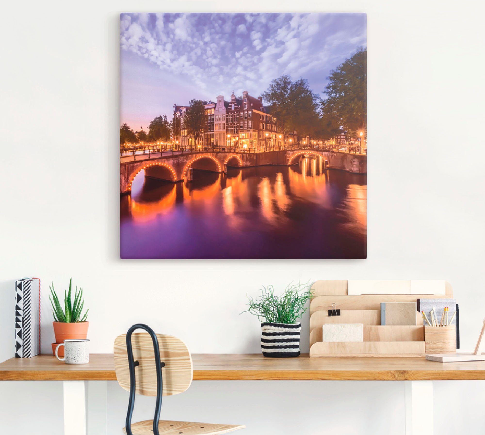 Artland Artprint Amsterdam Keizersgracht Leidsegracht als artprint op linnen, poster, muursticker in verschillende maten
