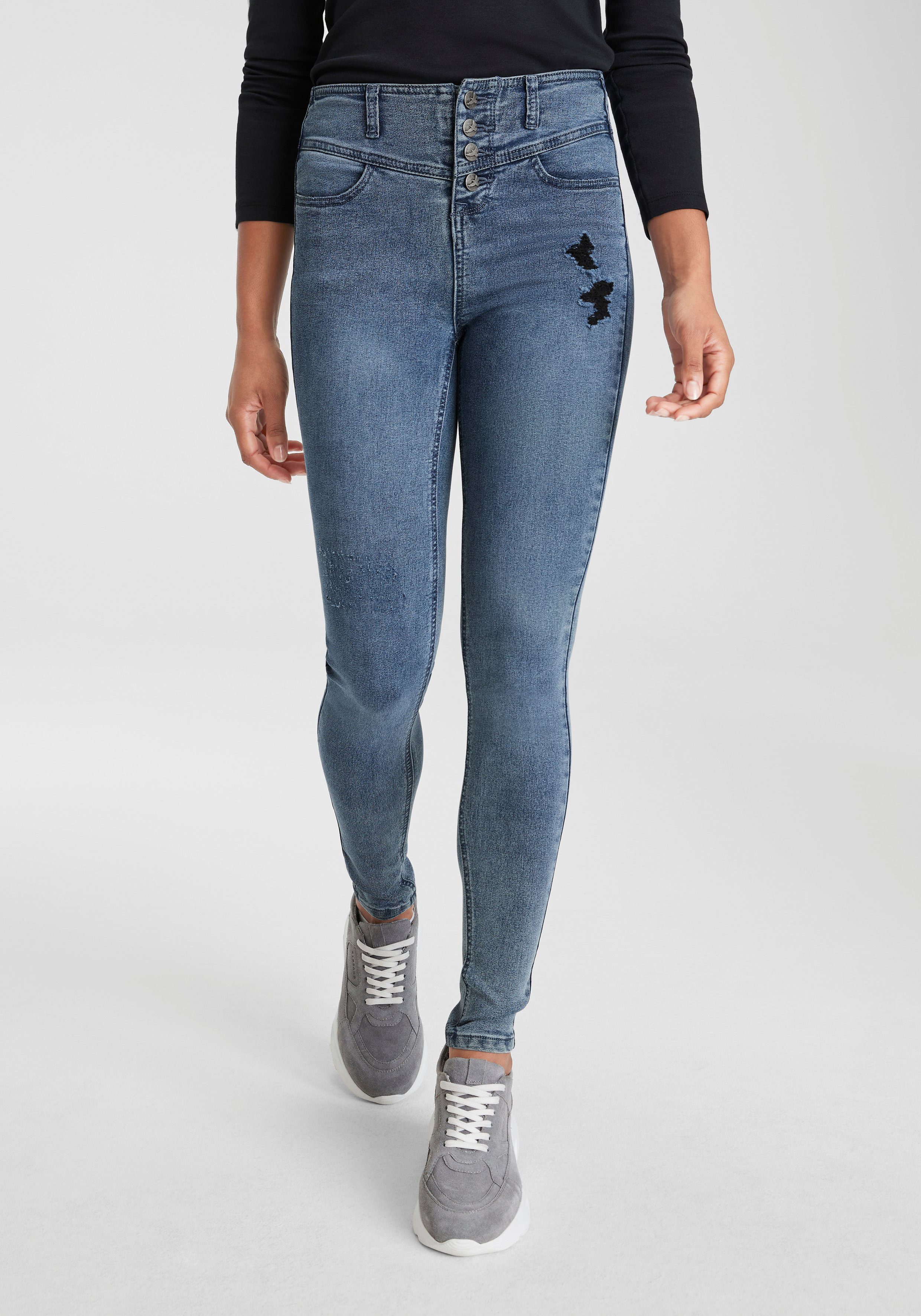 Arizona Skinny fit jeans Ultra Stretch hoge taille enkel-lang elastisch denim-materiaal