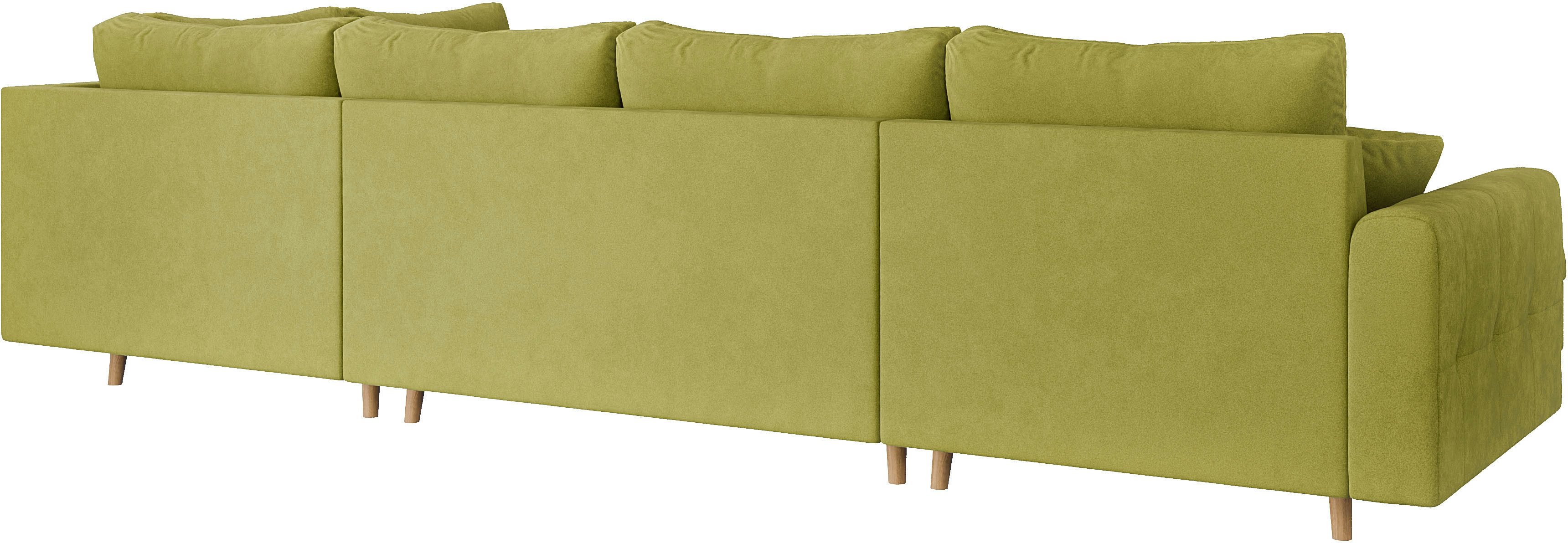 Home affaire Zithoek CHARRE U-vorm met ottomane, afmetingen B/D/H: 310/161/81 cm fijne stiksels, losse rug- en sierkussens, ook in cord en bouclé
