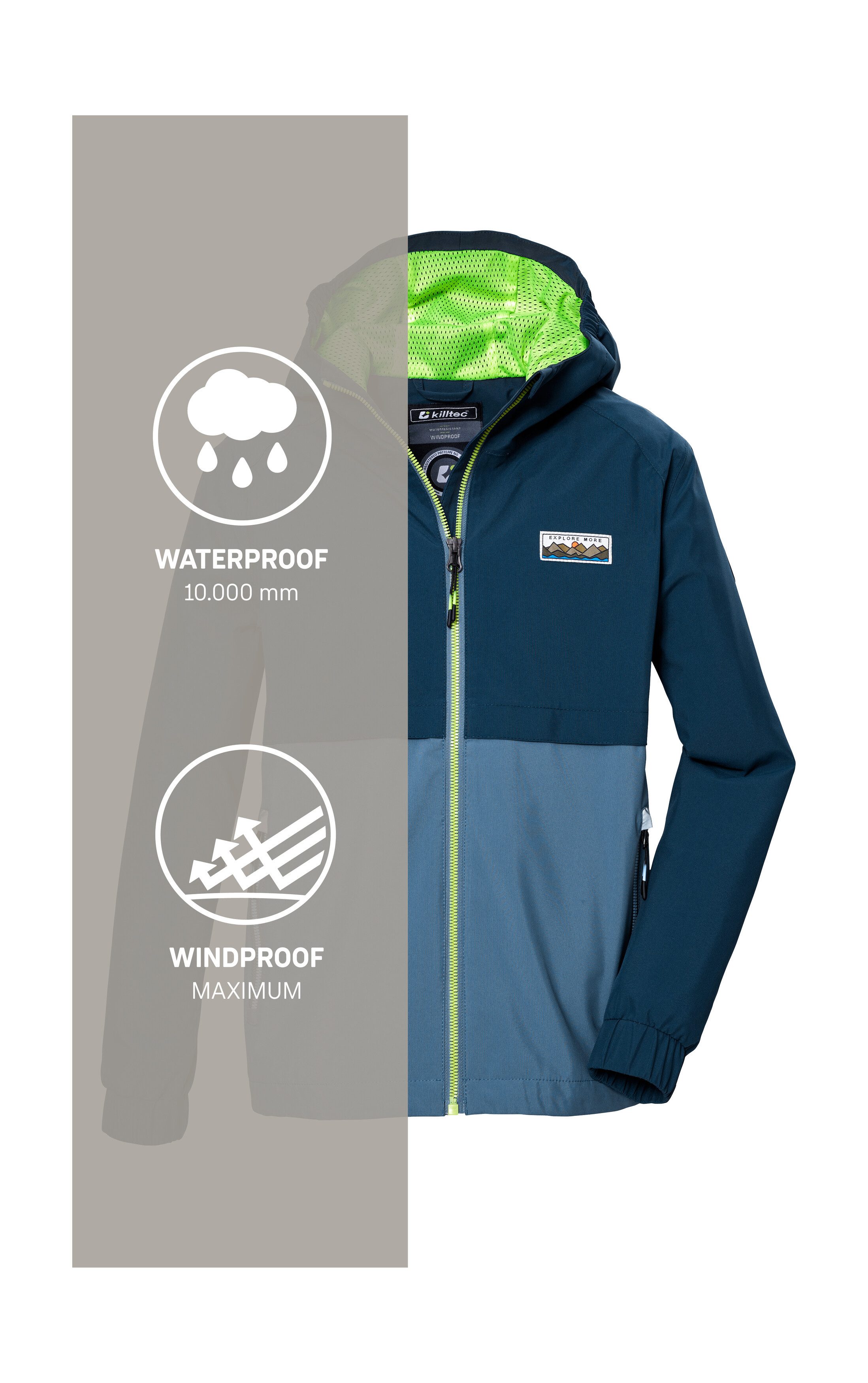 Killtec Functioneel jack KOS 141 BYS JCKT Waterdichte kinderjas, colourblock, reflecterend, PFAS-vrij