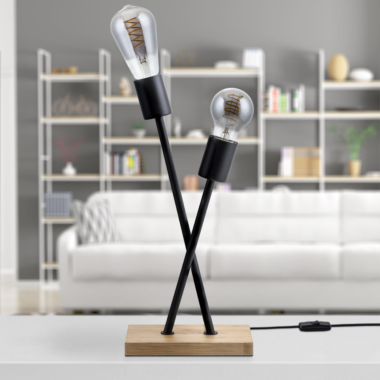 Paco Home Tafellamp IKS Vloerlamp LED lamp woonkamer vintage retro industrieel ontwerp E27