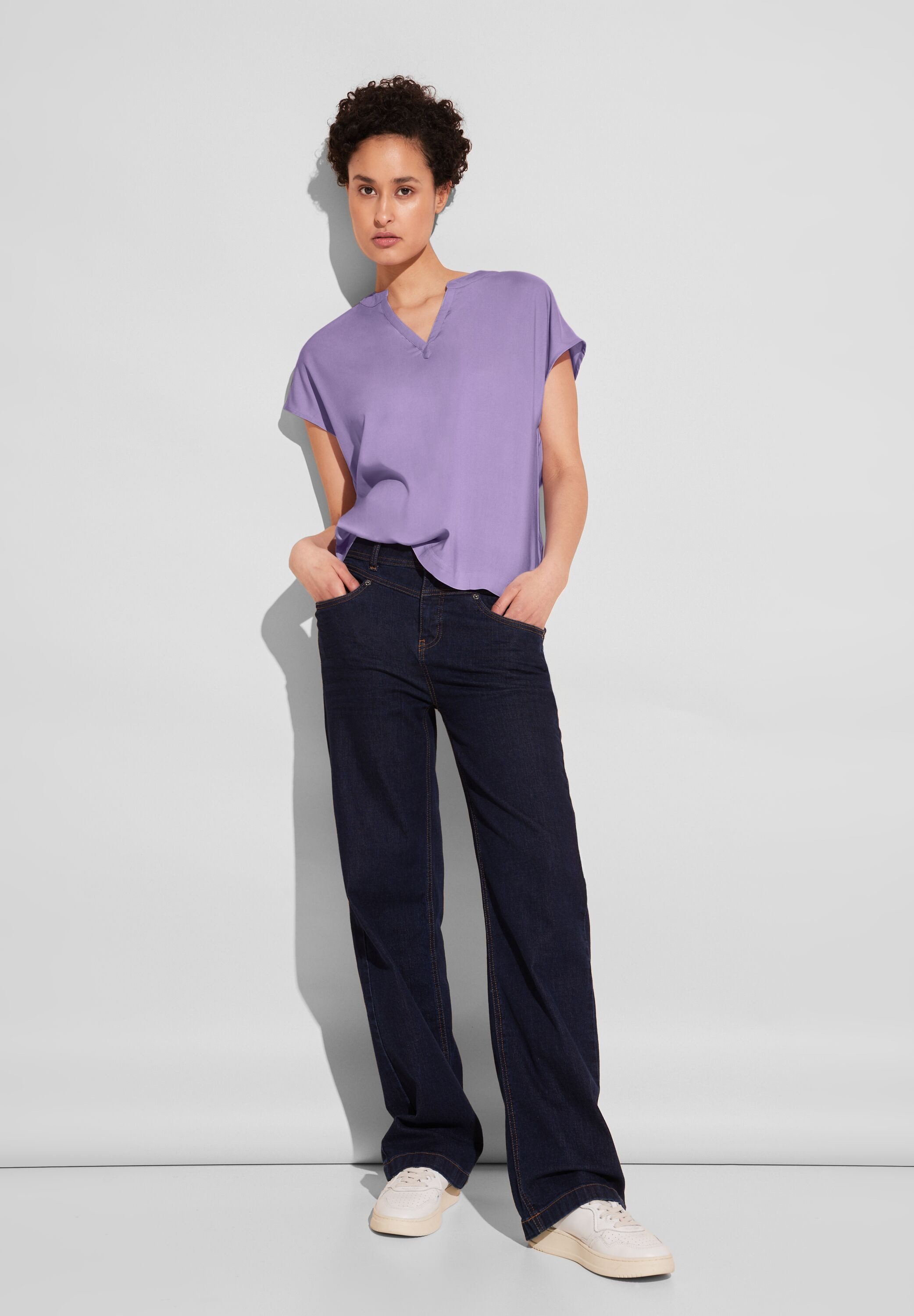 STREET ONE Blouse met korte mouwen Blouseshirt van pure viscose