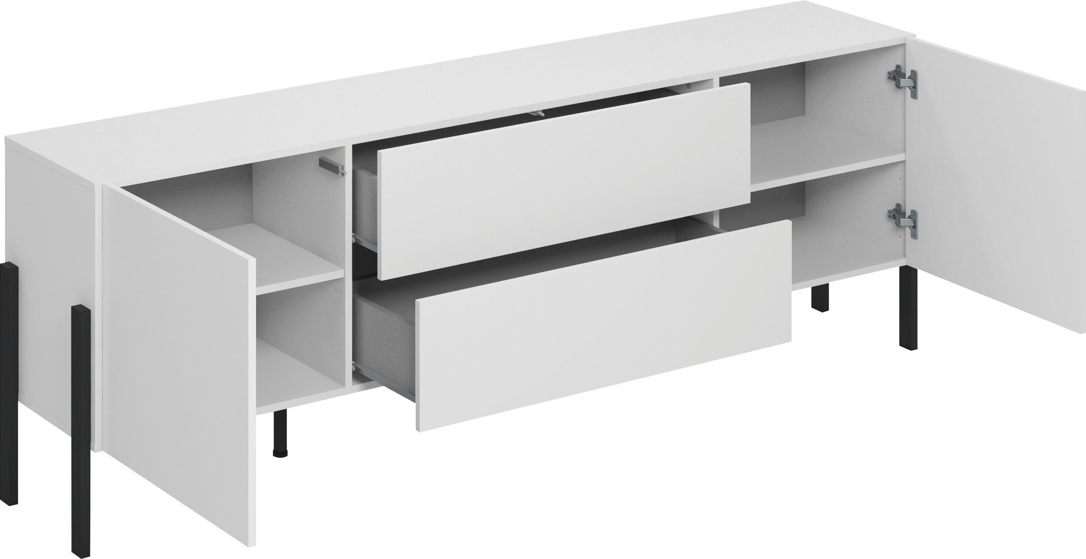 INOSIGN Tv-meubel Jukon, breedte 200 cm, moderne grepless TV-commode, 2 deuren/2 lades