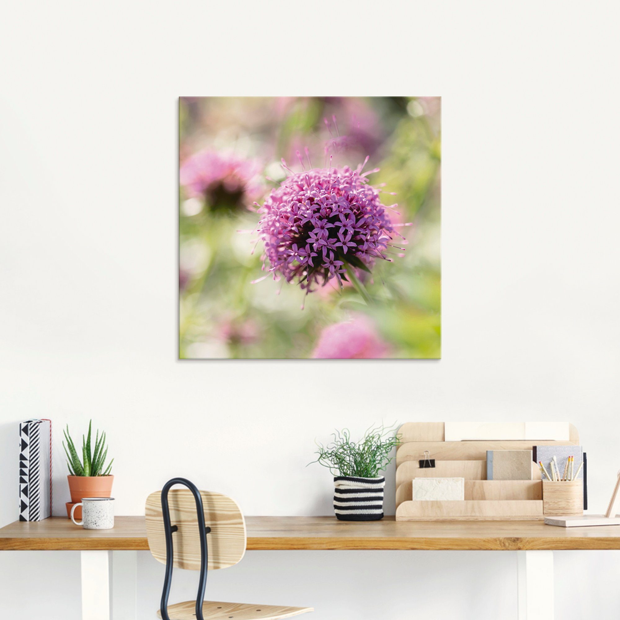 Artland Print op glas Paars Bloem in tegenlicht