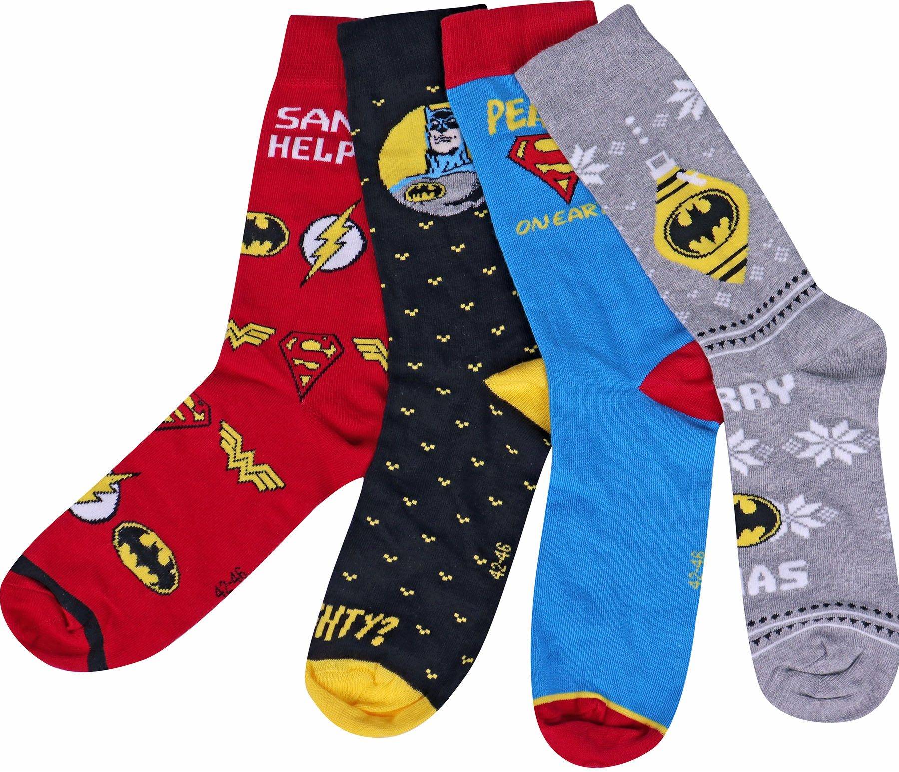 Capelli New York Adventskalender Kalender met 24 deuren, 12 paar sokken van Superman, Matman, Marvel