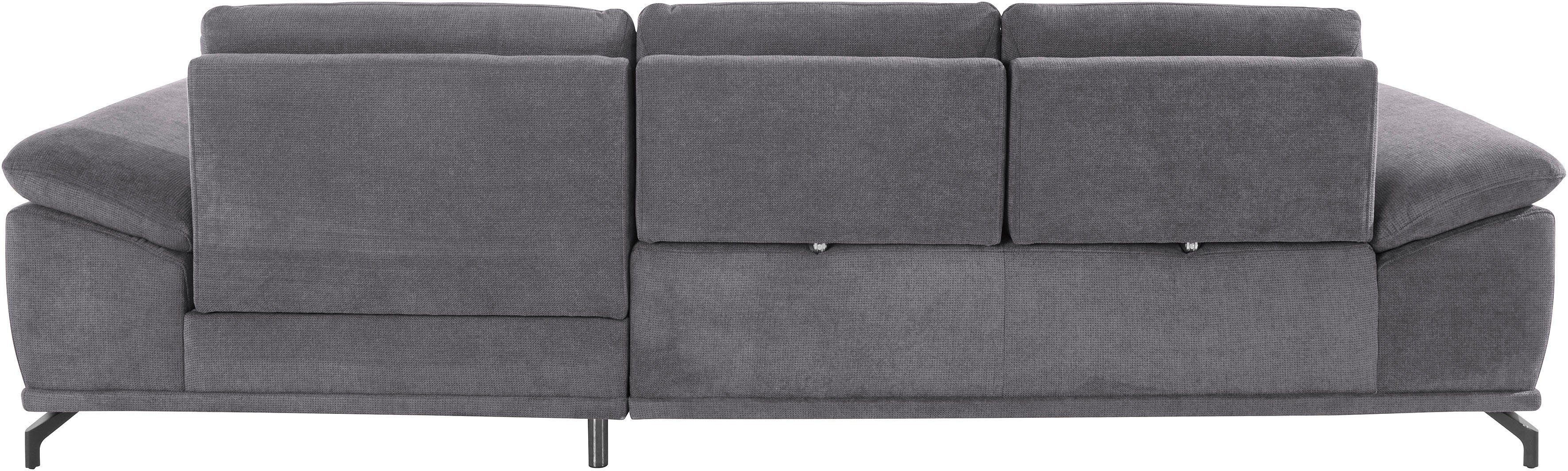 Places of Style Hoekbank Costello L-vorm, B: 301 cm met zitdiepte-, armdeelverstelling &