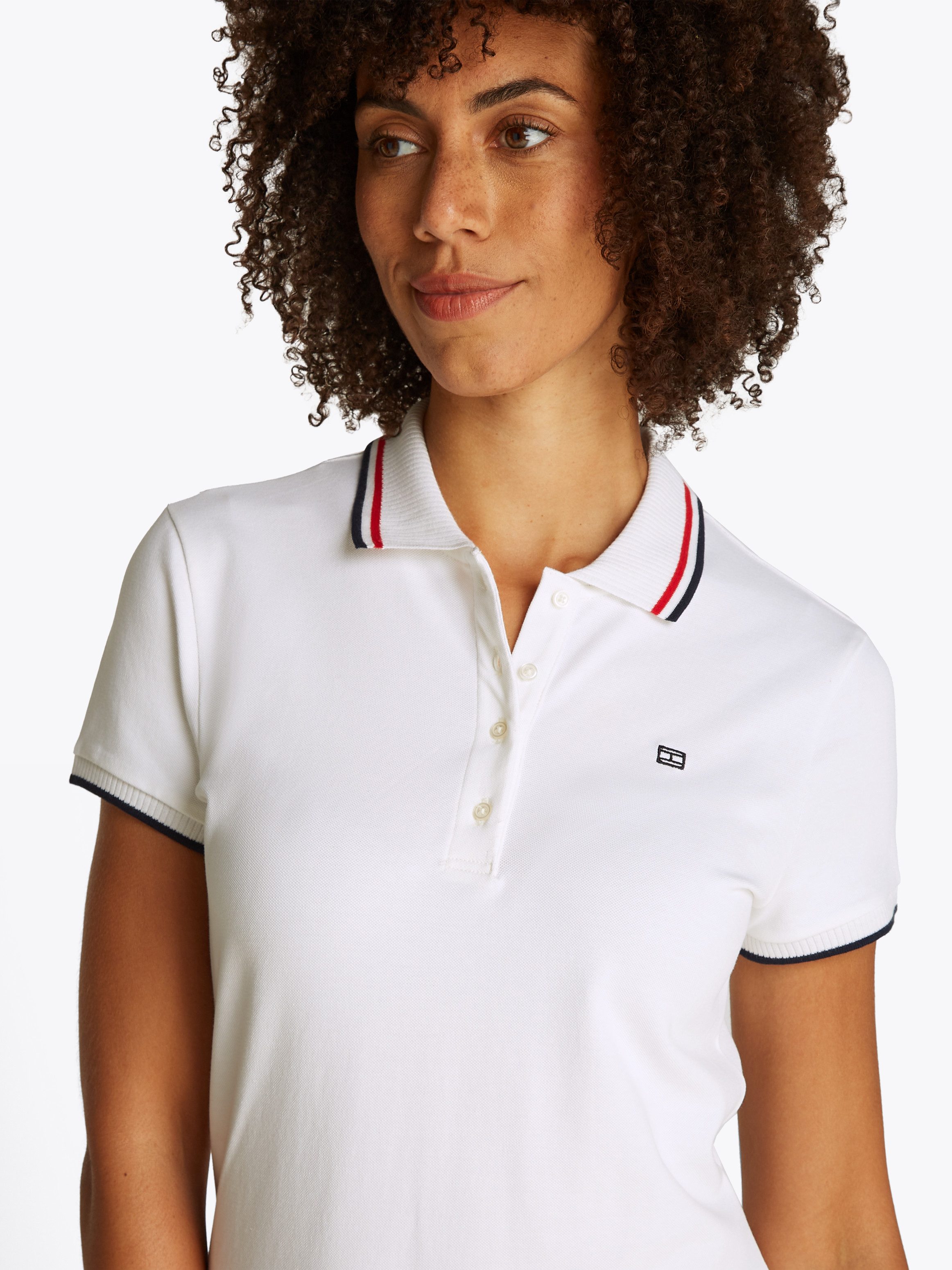 Tommy Hilfiger Polojurk SPORTY FEMININE REG POLO DRESS met contraststrepen, logo borduring