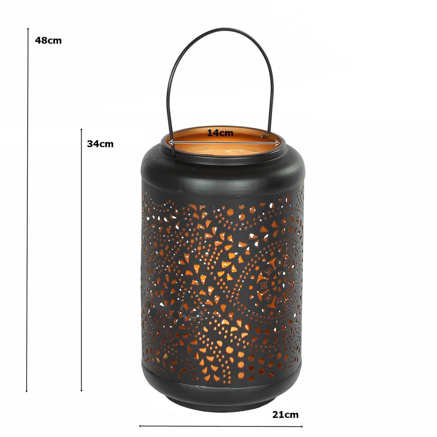 Ambiente Haus Lantaarn met kaars Metalen lantaarn zwart - (H) 48 cm (1 stuk)